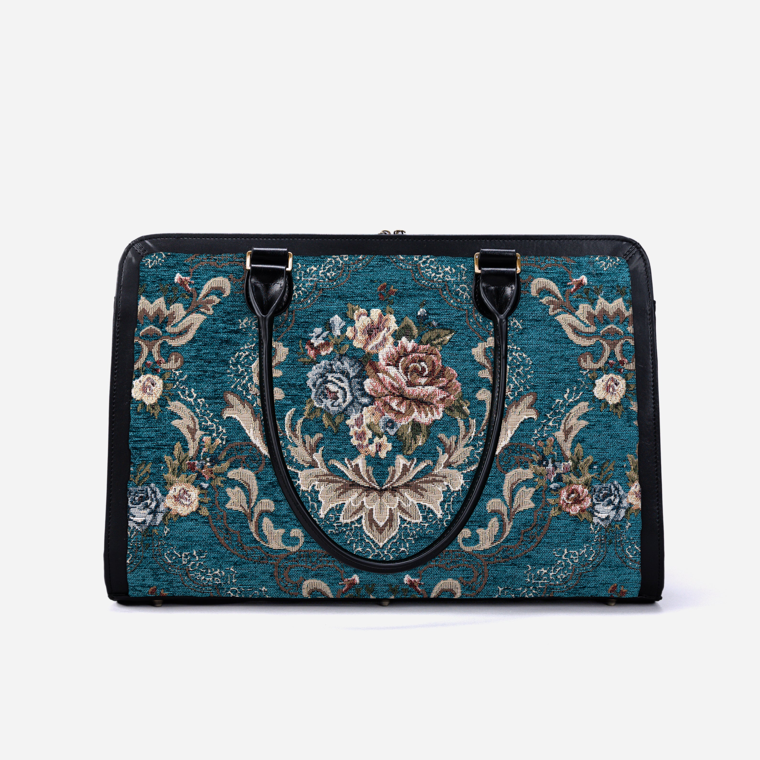 Floral Teal Business Tote back