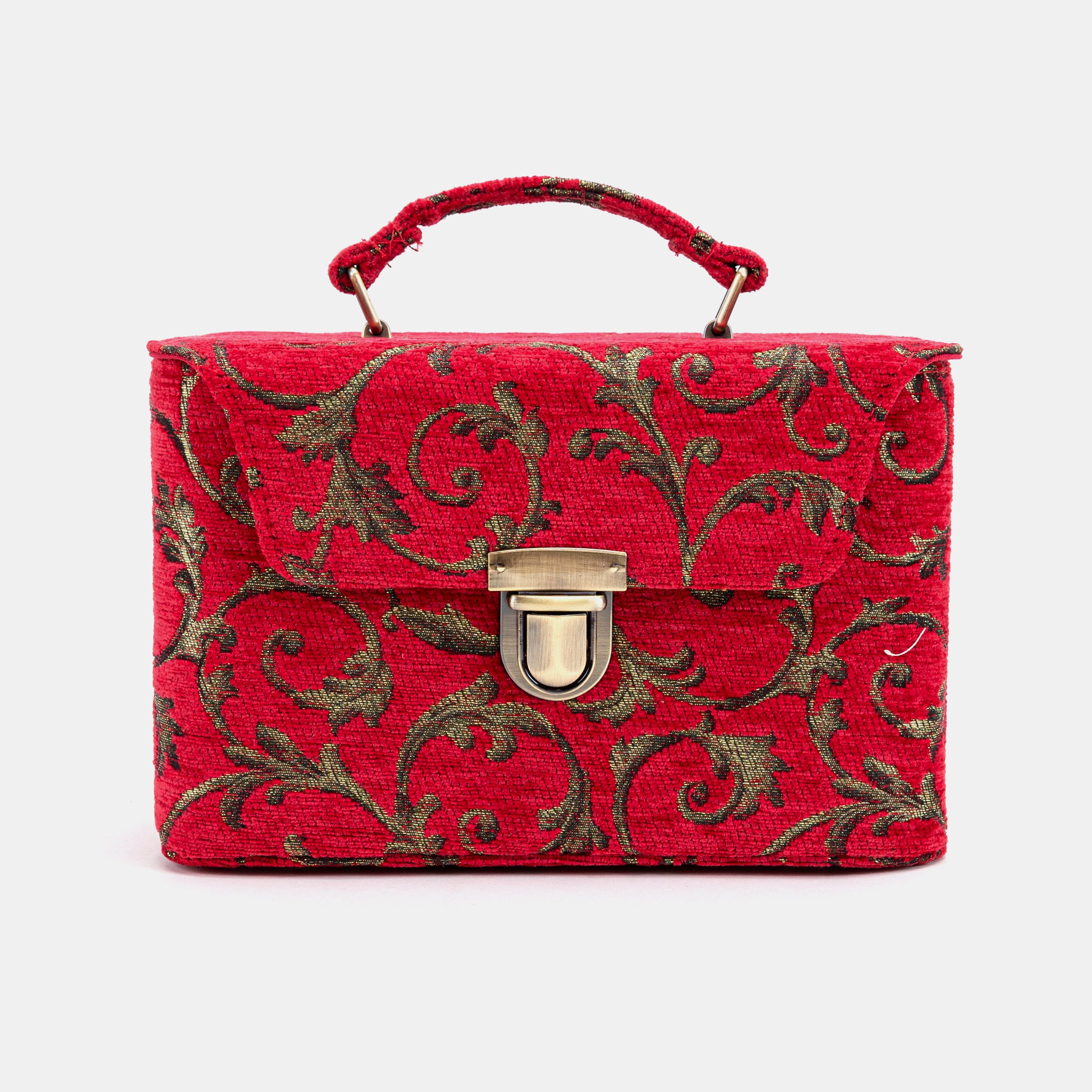 Vintage Scroll Red Clara Medium Train Case Purse of America front