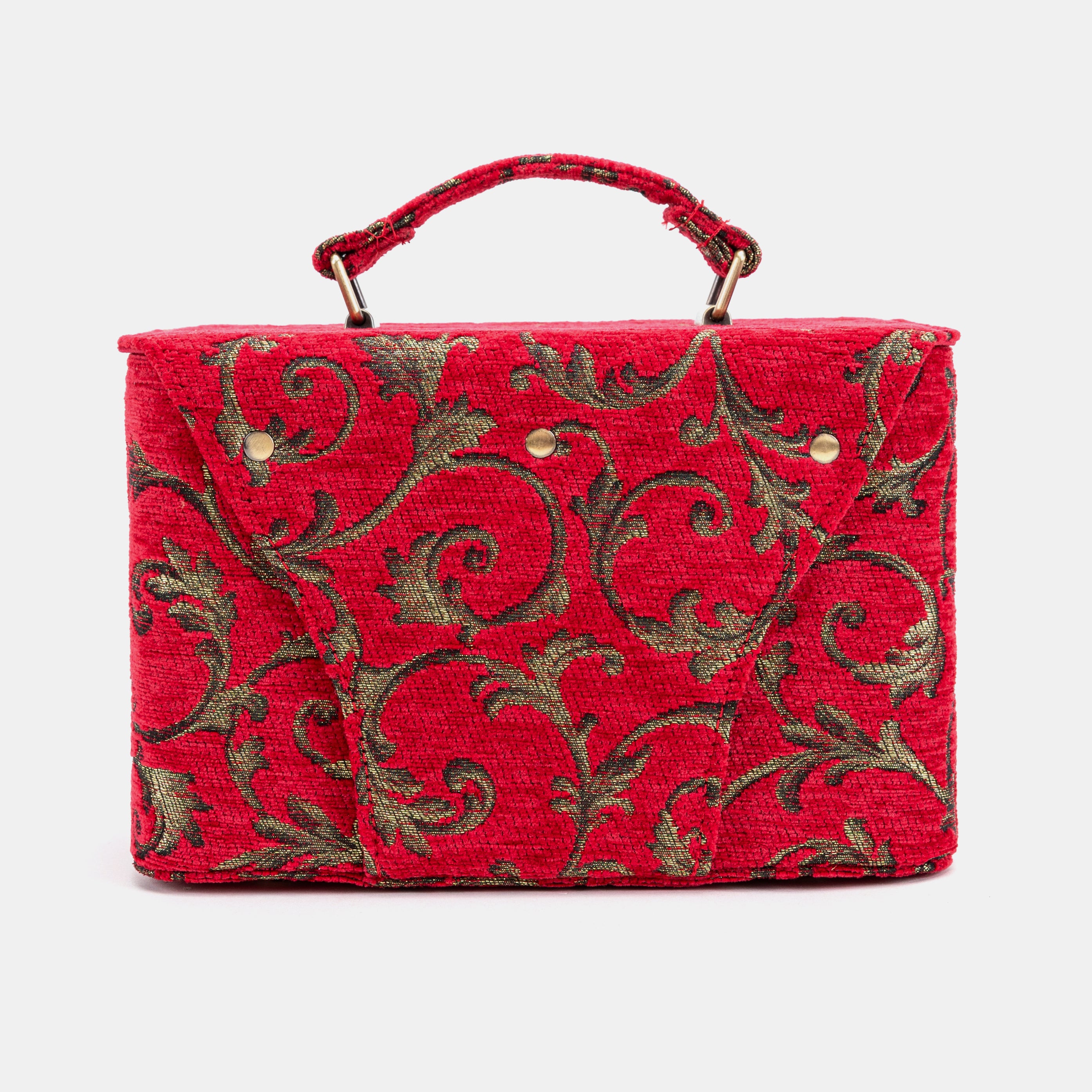 Vintage Scroll Red Clara Medium Train Case Purse of America back