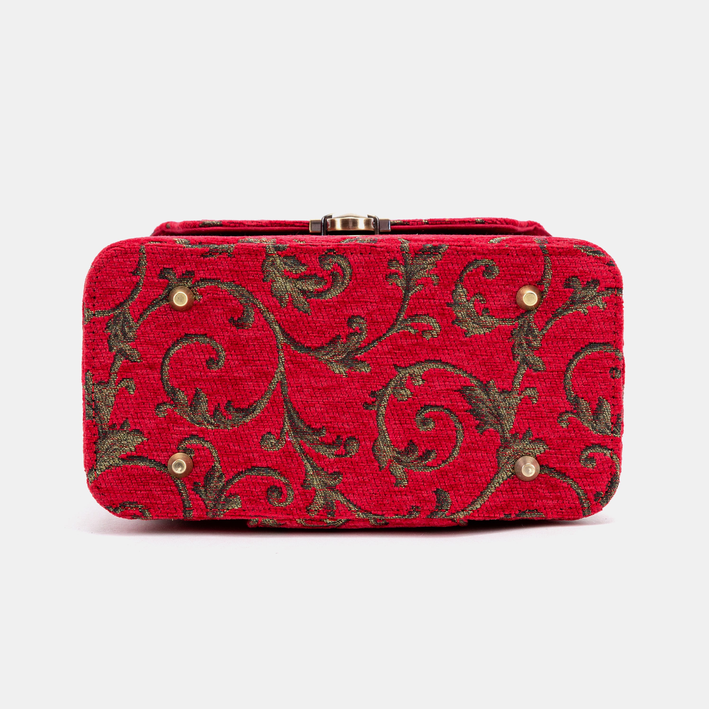 Vintage Scroll Red Clara Medium Train Case Purse of America bottom