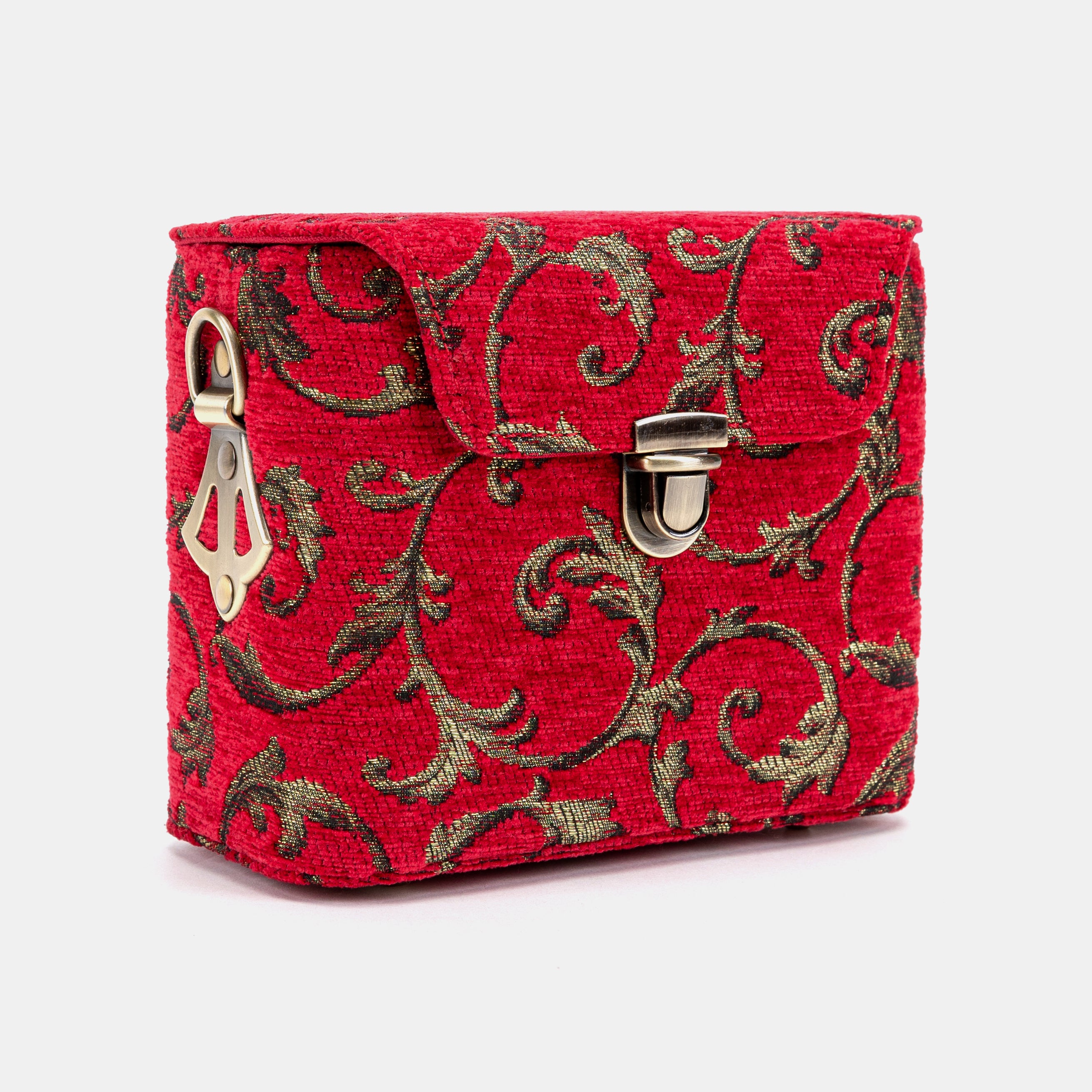 Vintage Scroll Red Emma Small Train Case Crossbody of America front side