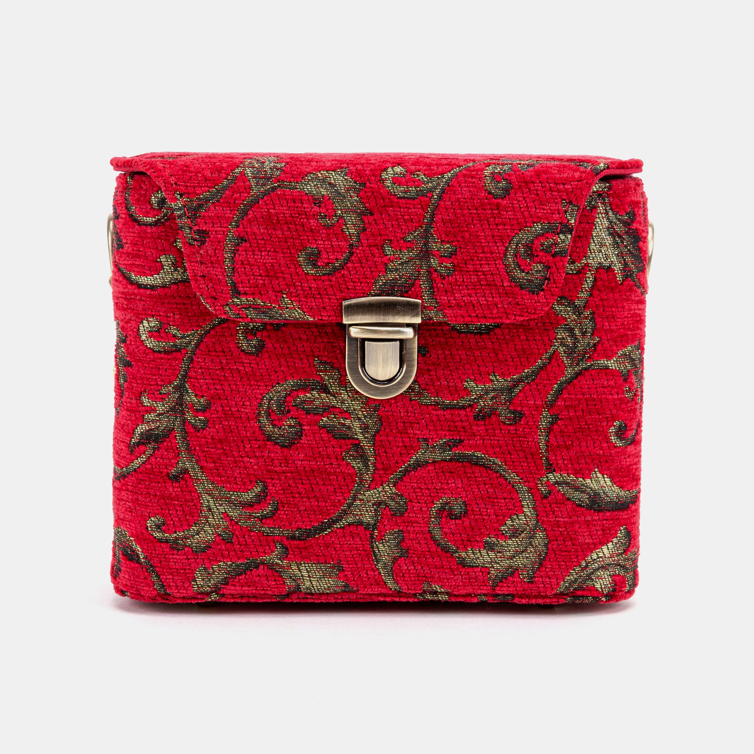 Vintage Scroll Red Emma Small Train Case Crossbody of America front