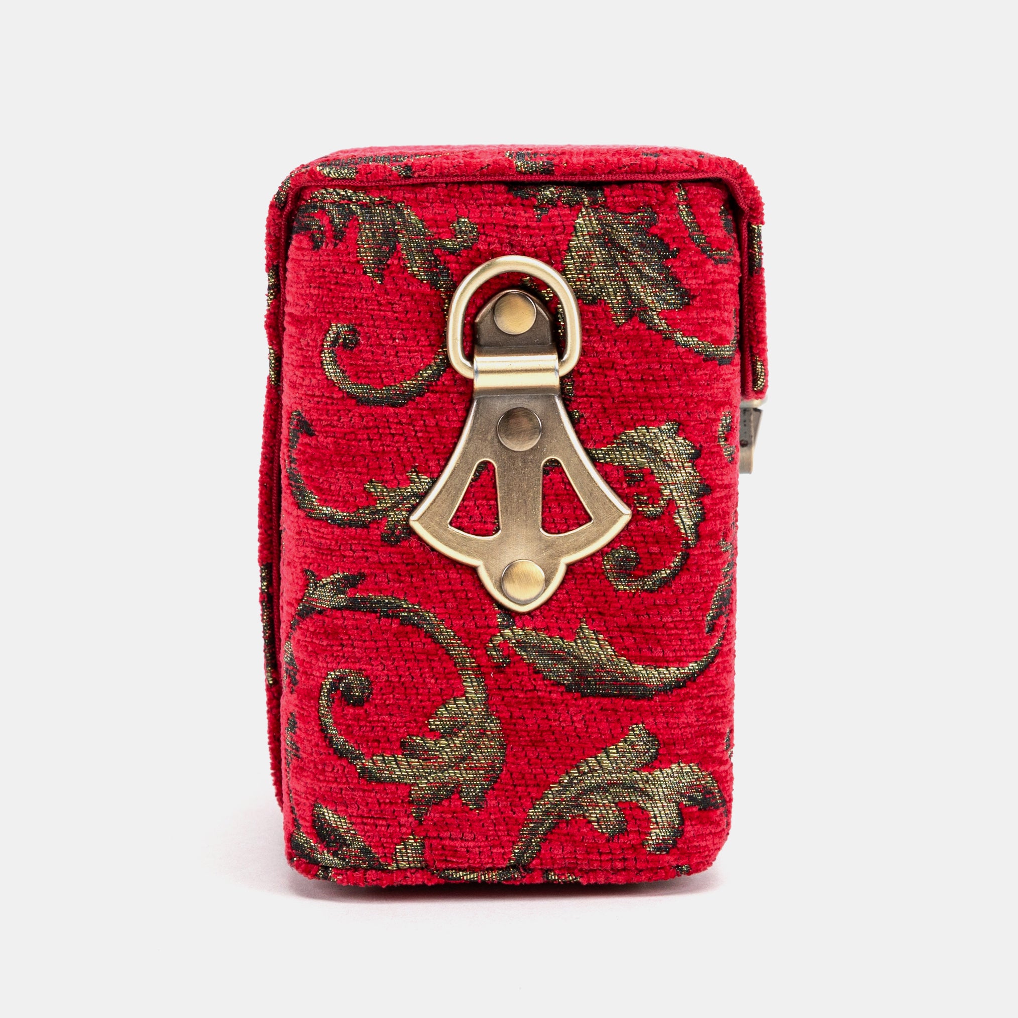 Vintage Scroll Red Emma Small Train Case Crossbody of America side