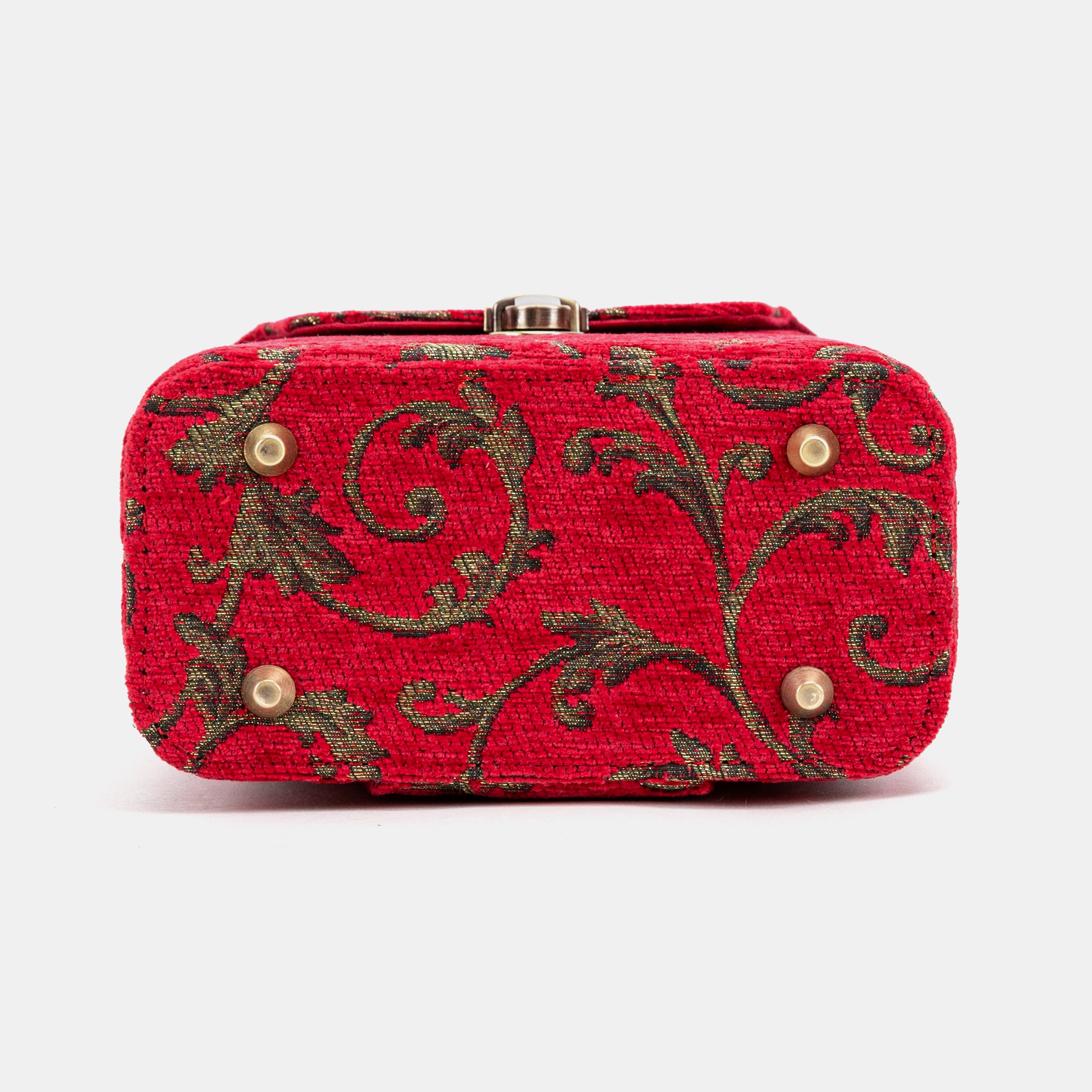 Vintage Scroll Red Emma Small Train Case Crossbody of America bottom
