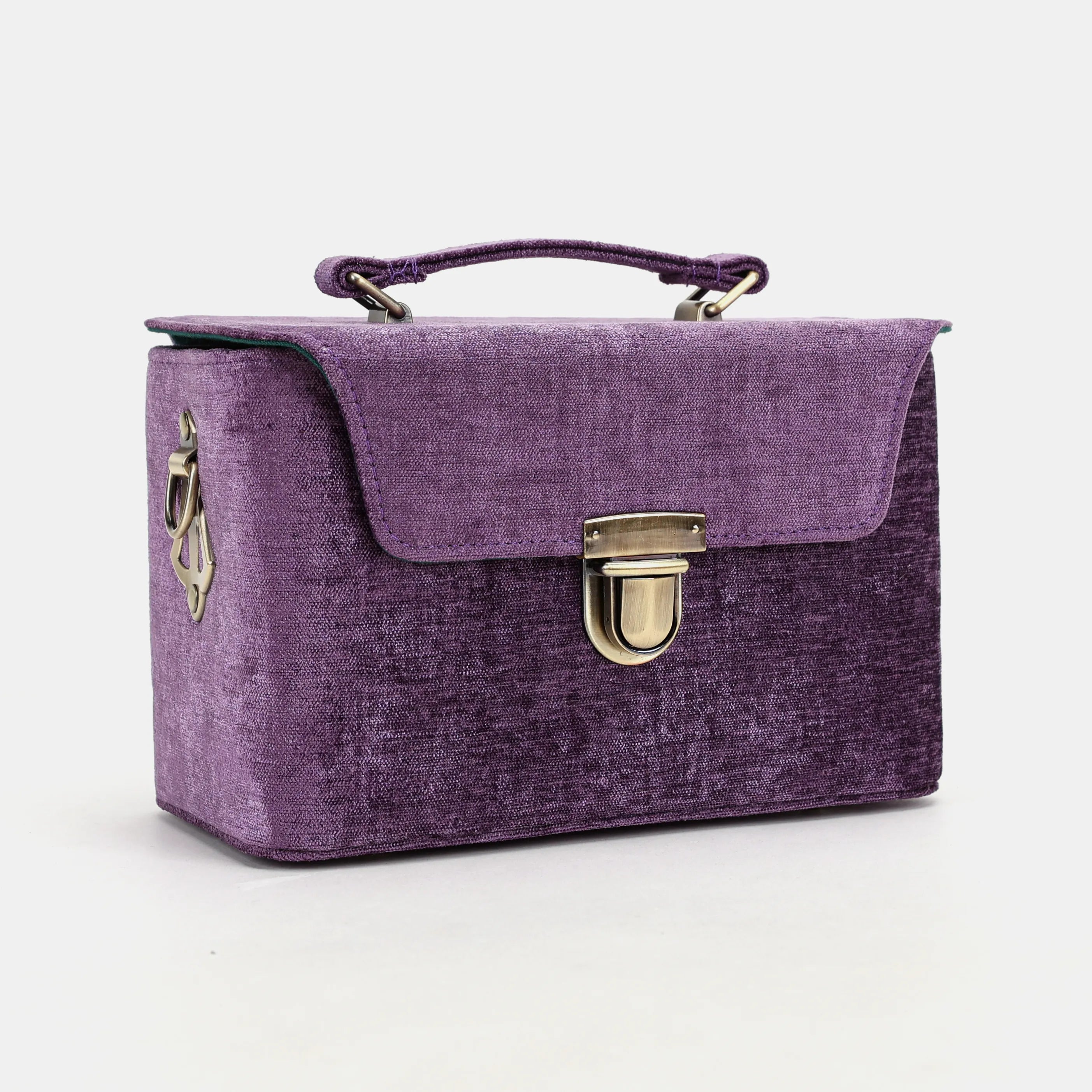 Solid Purple Clara Medium Train Case Purse of America front side