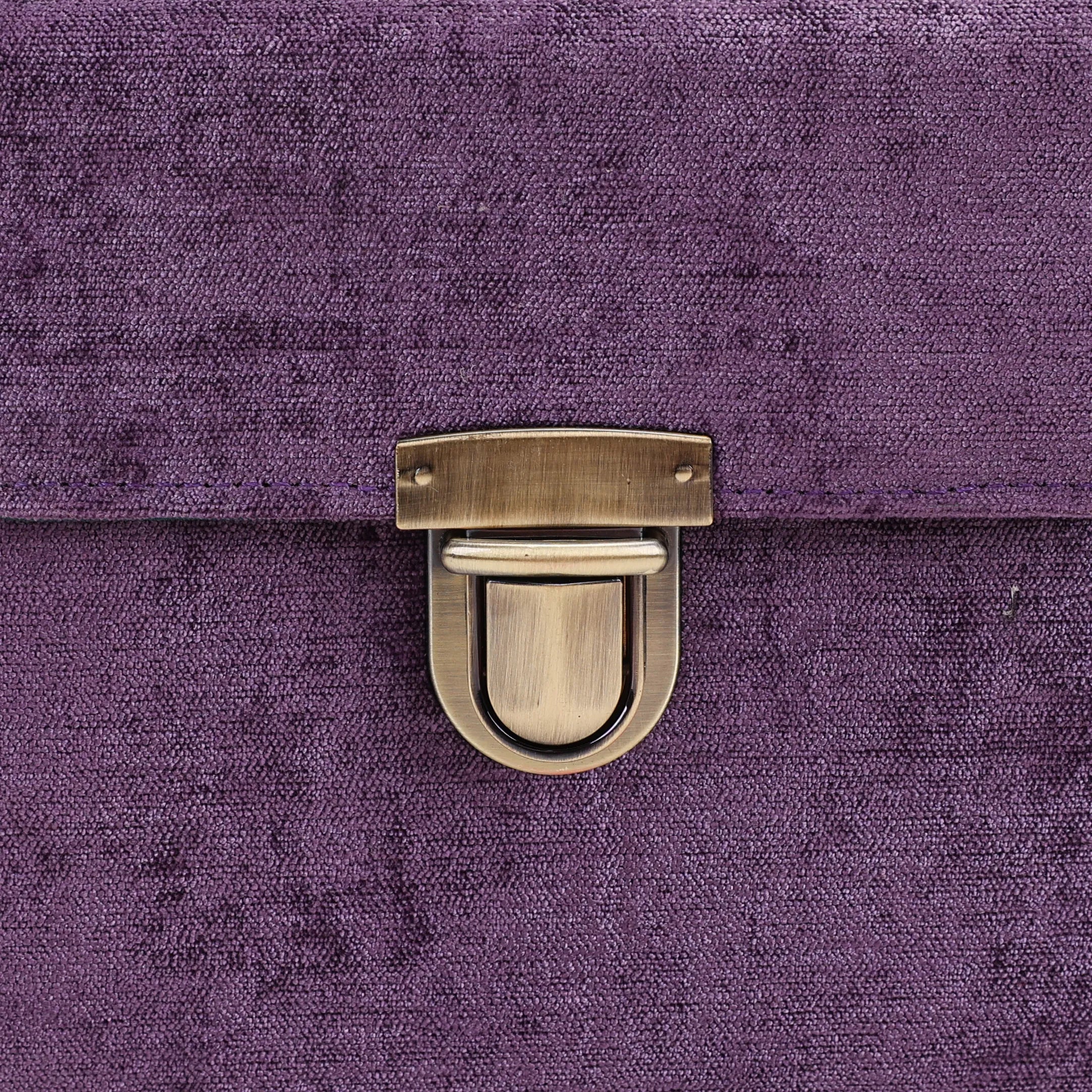 Solid Purple Clara Medium Train Case Purse of America tuck lock