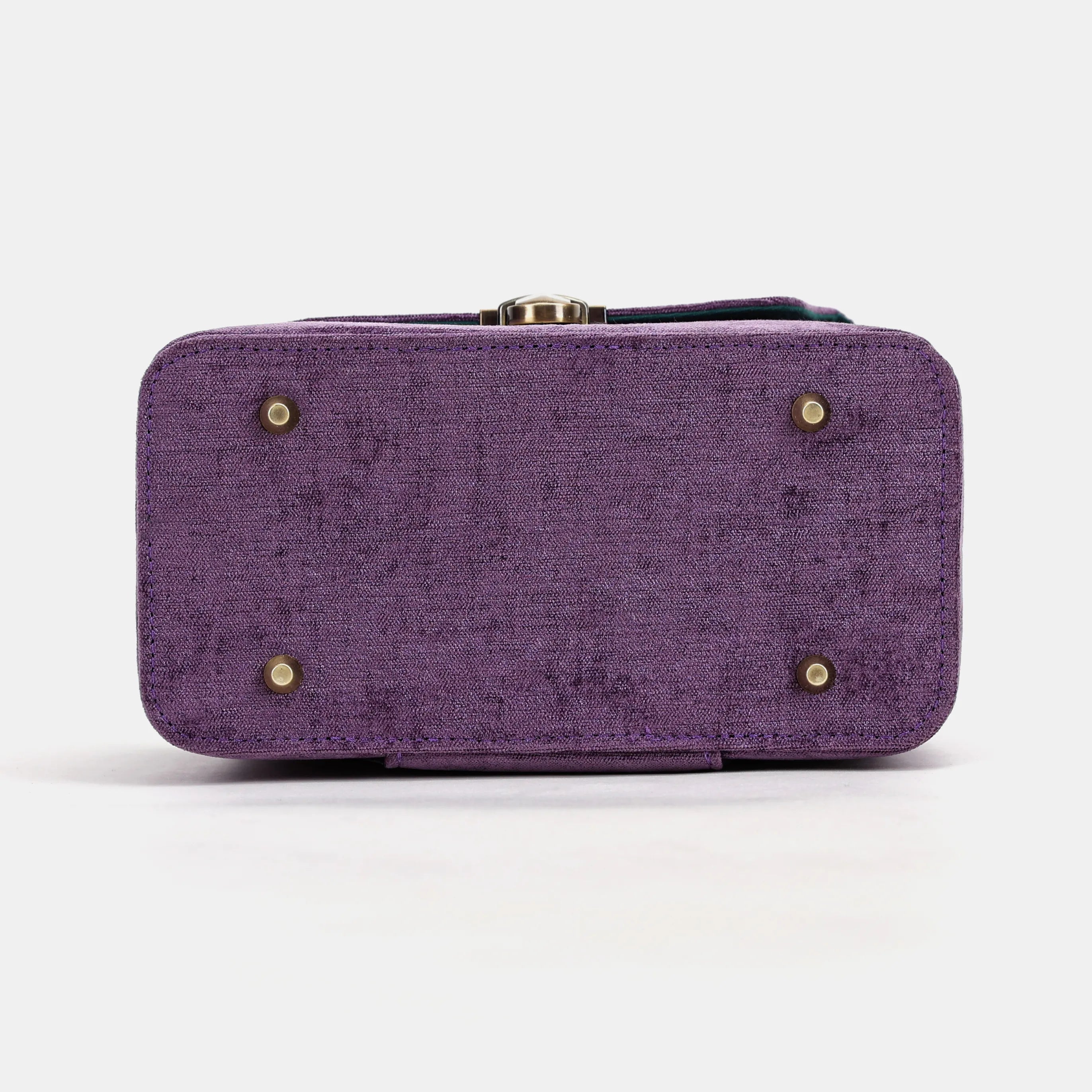 Solid Purple Clara Medium Train Case Purse of America bottom