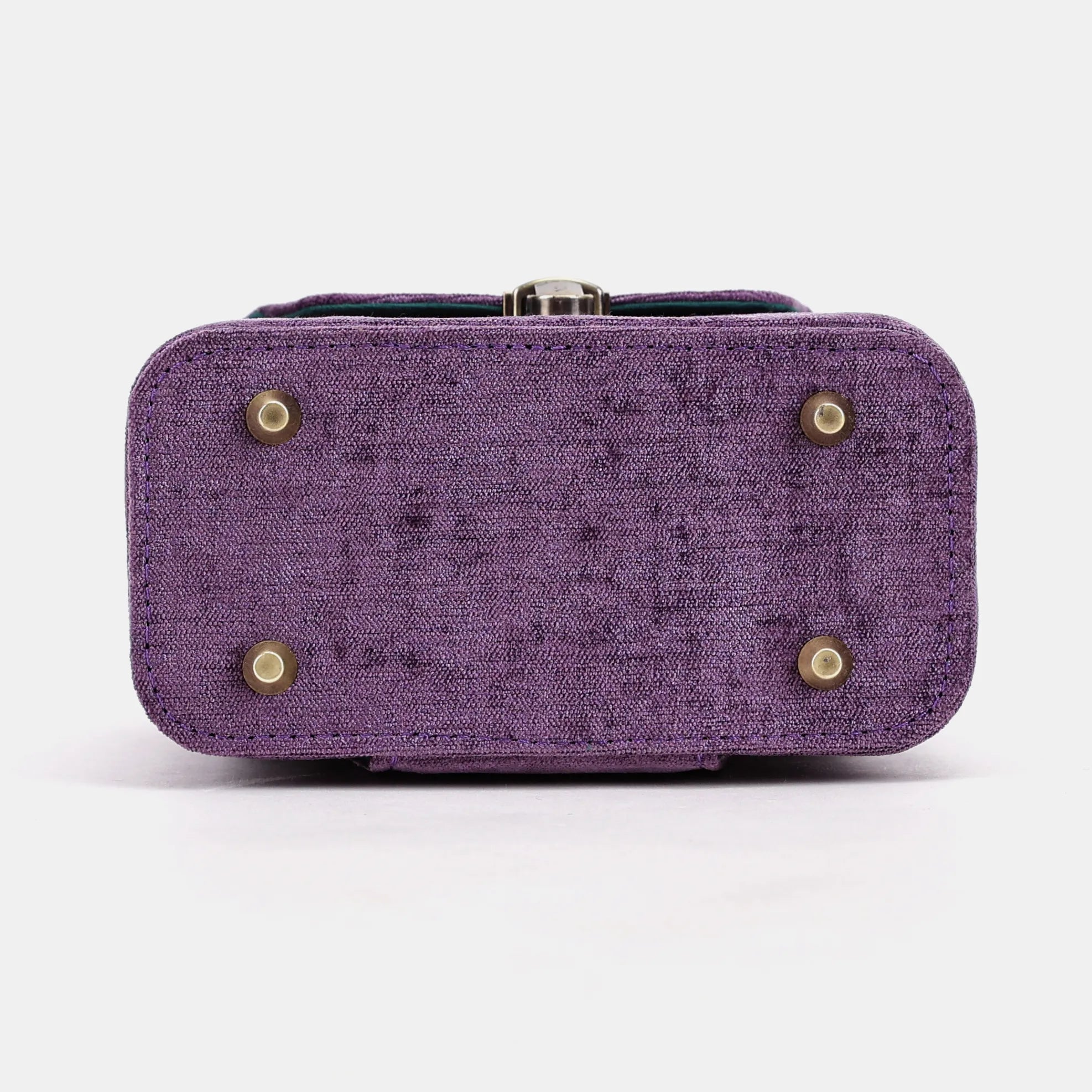 Solid Purple Emma Small Train Case Crossbody of America bottom