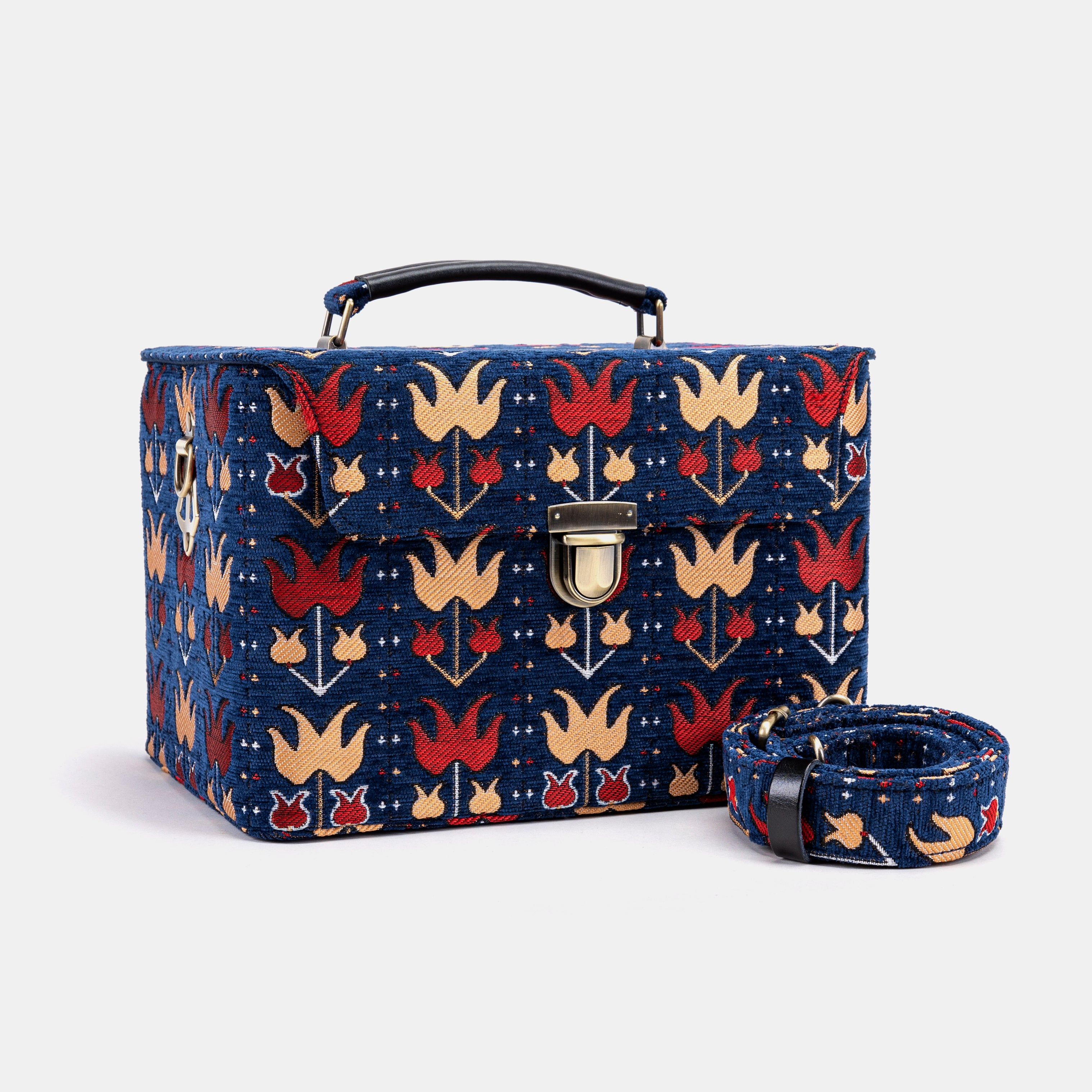 Poppy Bloom Josephine Large Train Case of America with shoulder strap