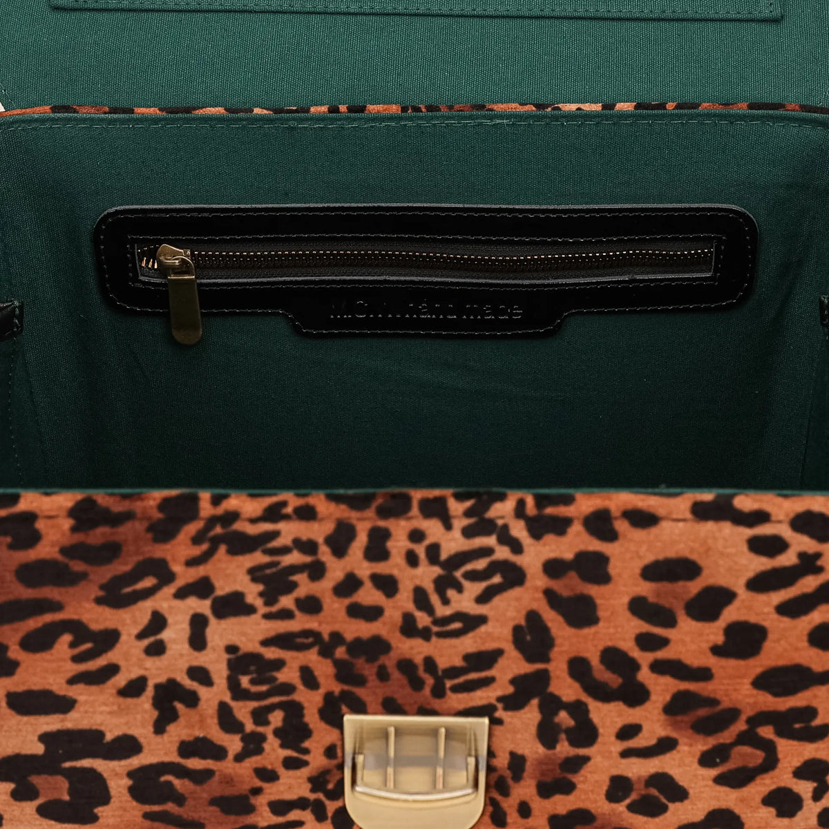 Leopard Classic Josephine Large Train Case Carpetbag of America inside pocket
