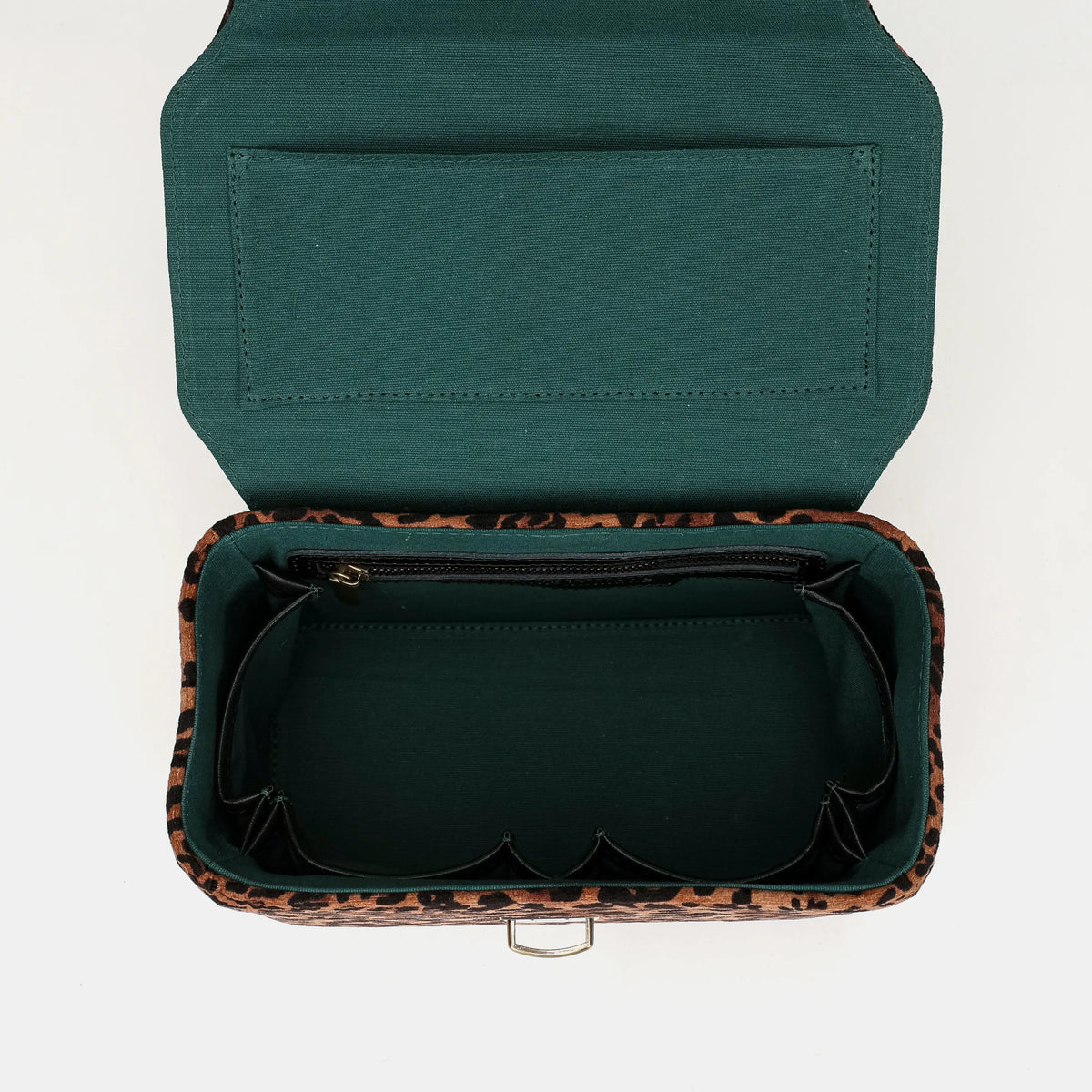 Leopard Classic Clara Medium Train Case Purse of America inside