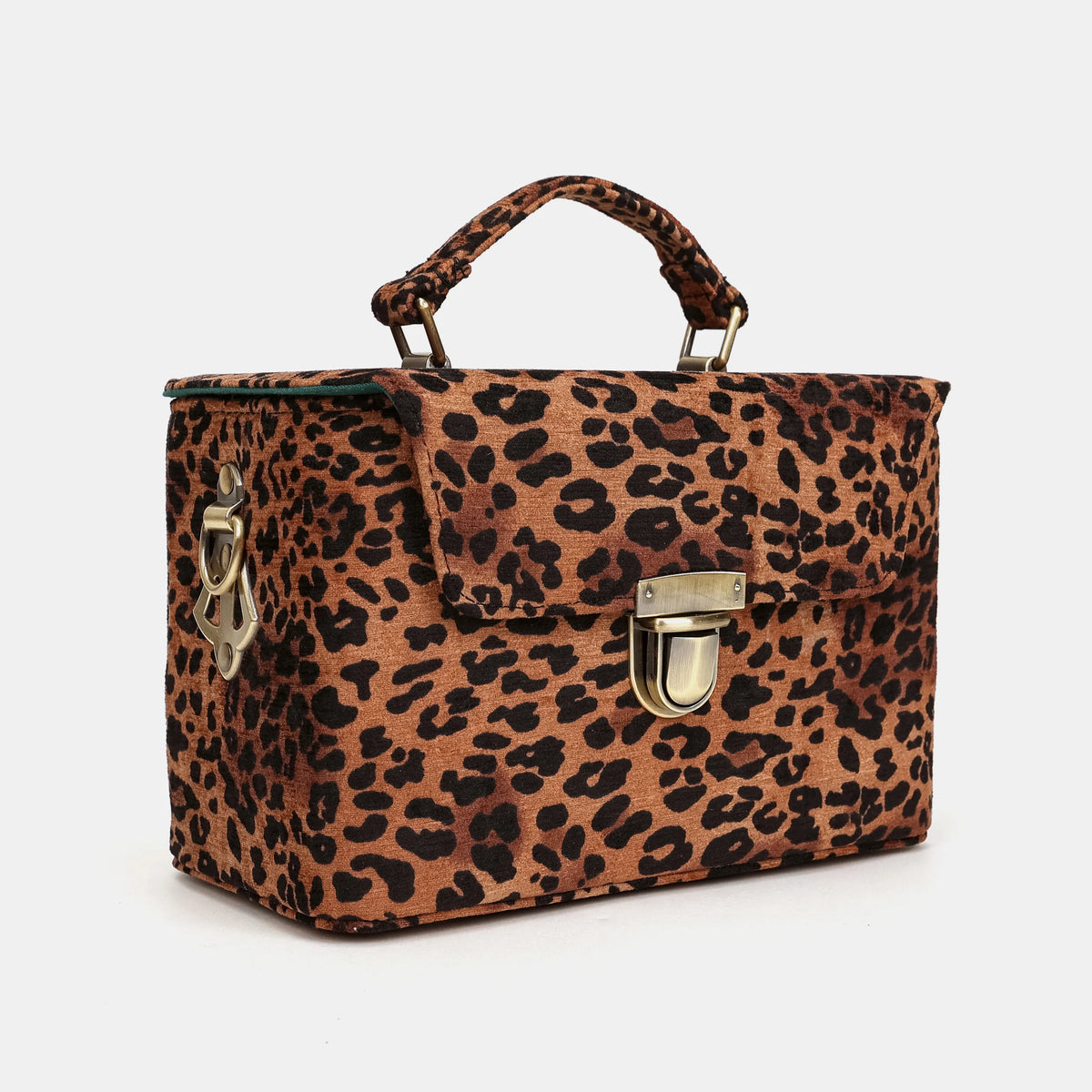 Leopard Classic Clara Medium Train Case Purse of America front side