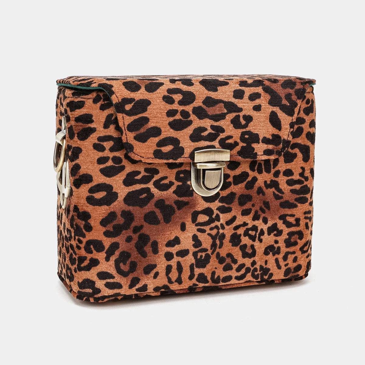 Leopard Classic Emma Small Train Case Crossbody of America front side