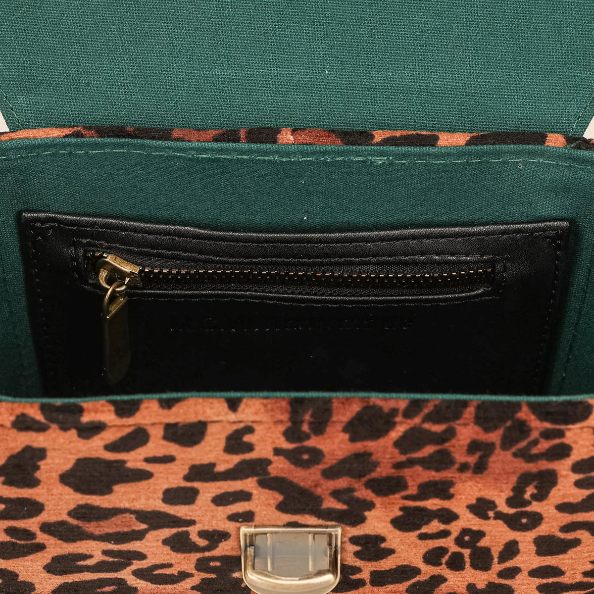 Leopard Classic Emma Small Train Case Crossbody of America zipper pocket