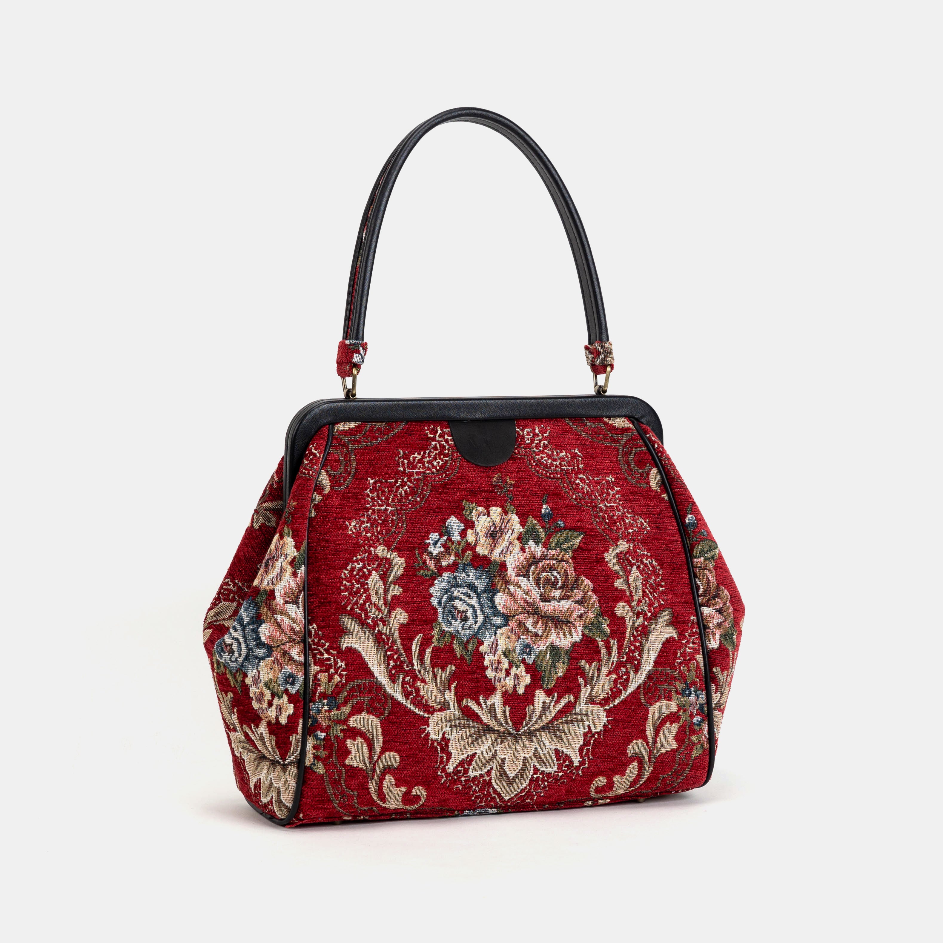 Floral Red Alma Shoulder Bag Carpet Bag of America front side