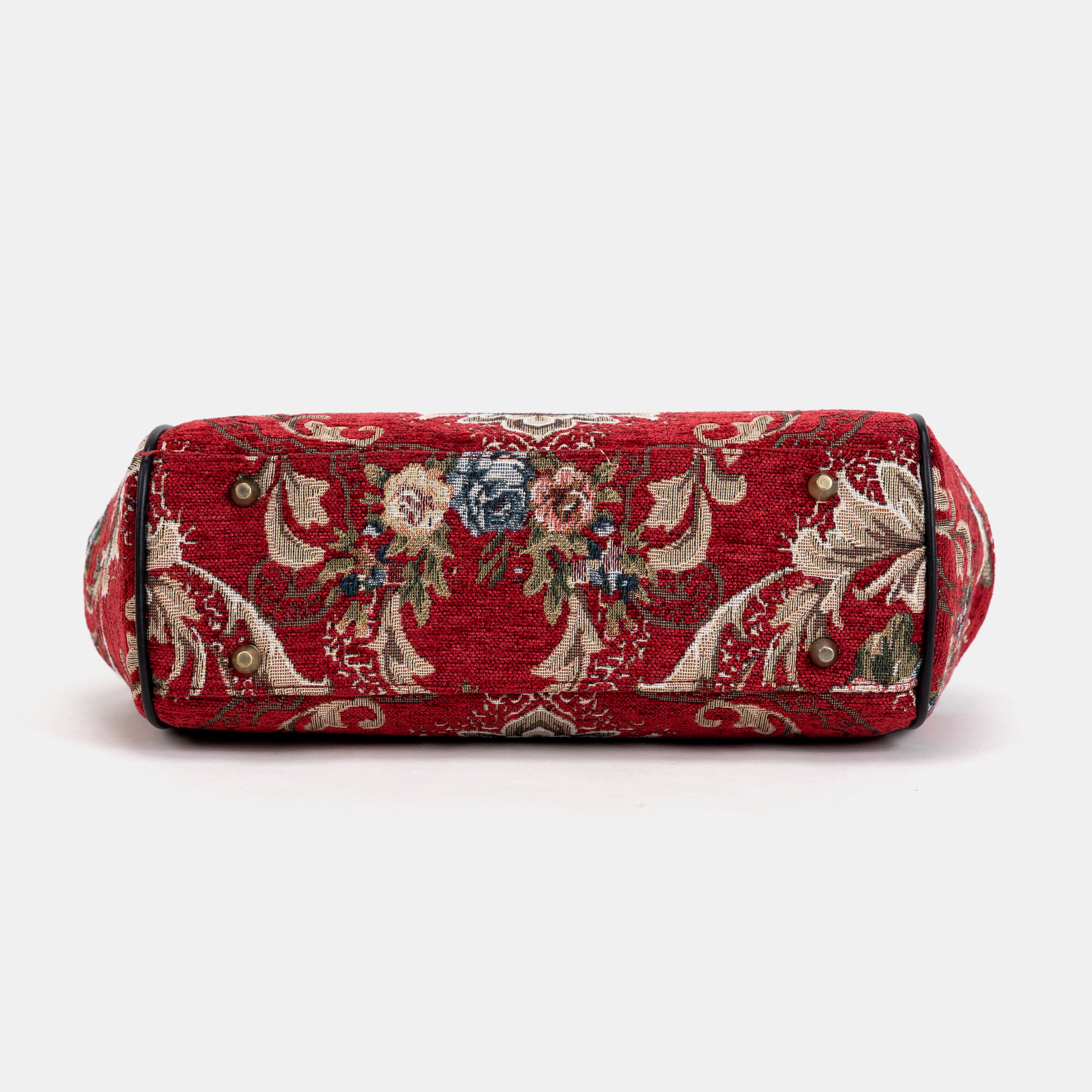 Floral Red Alma Shoulder Bag Carpet Bag of America bottom