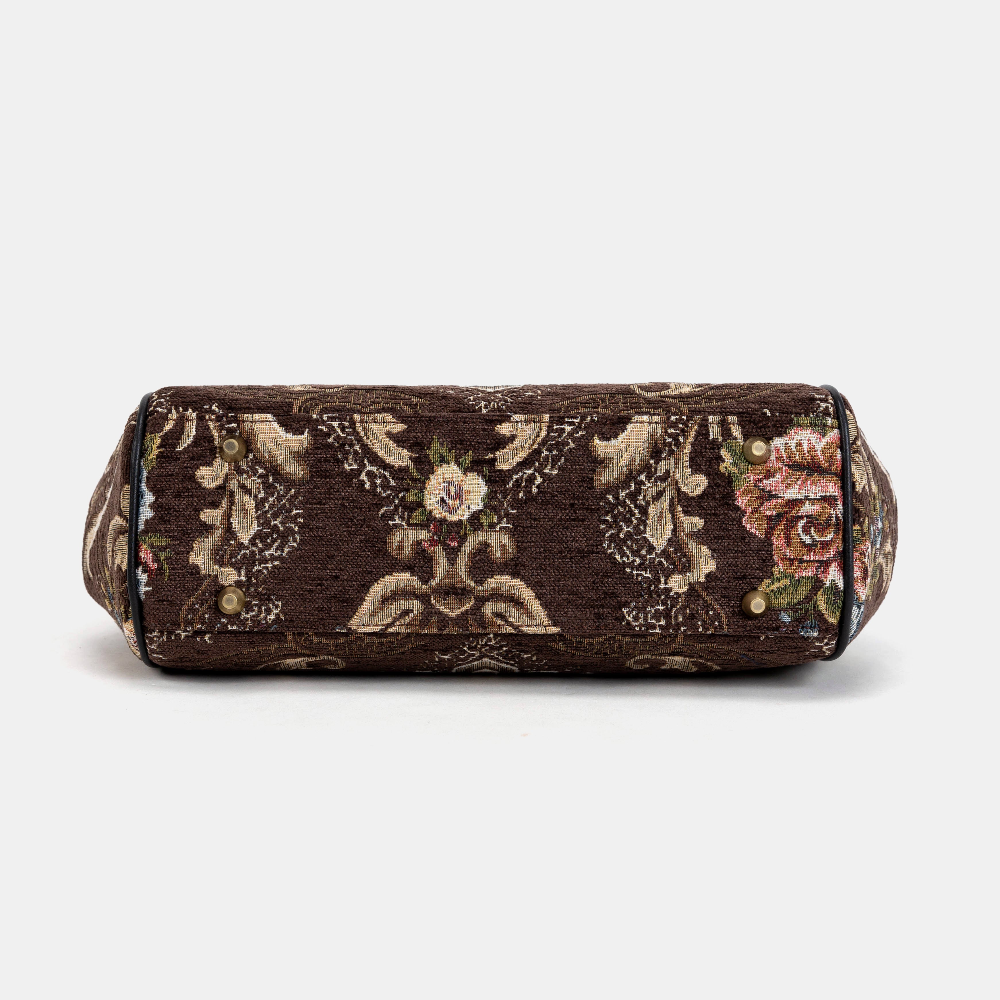 Floral Brown Alma Shoulder Bag Carpet Bag of America bottom