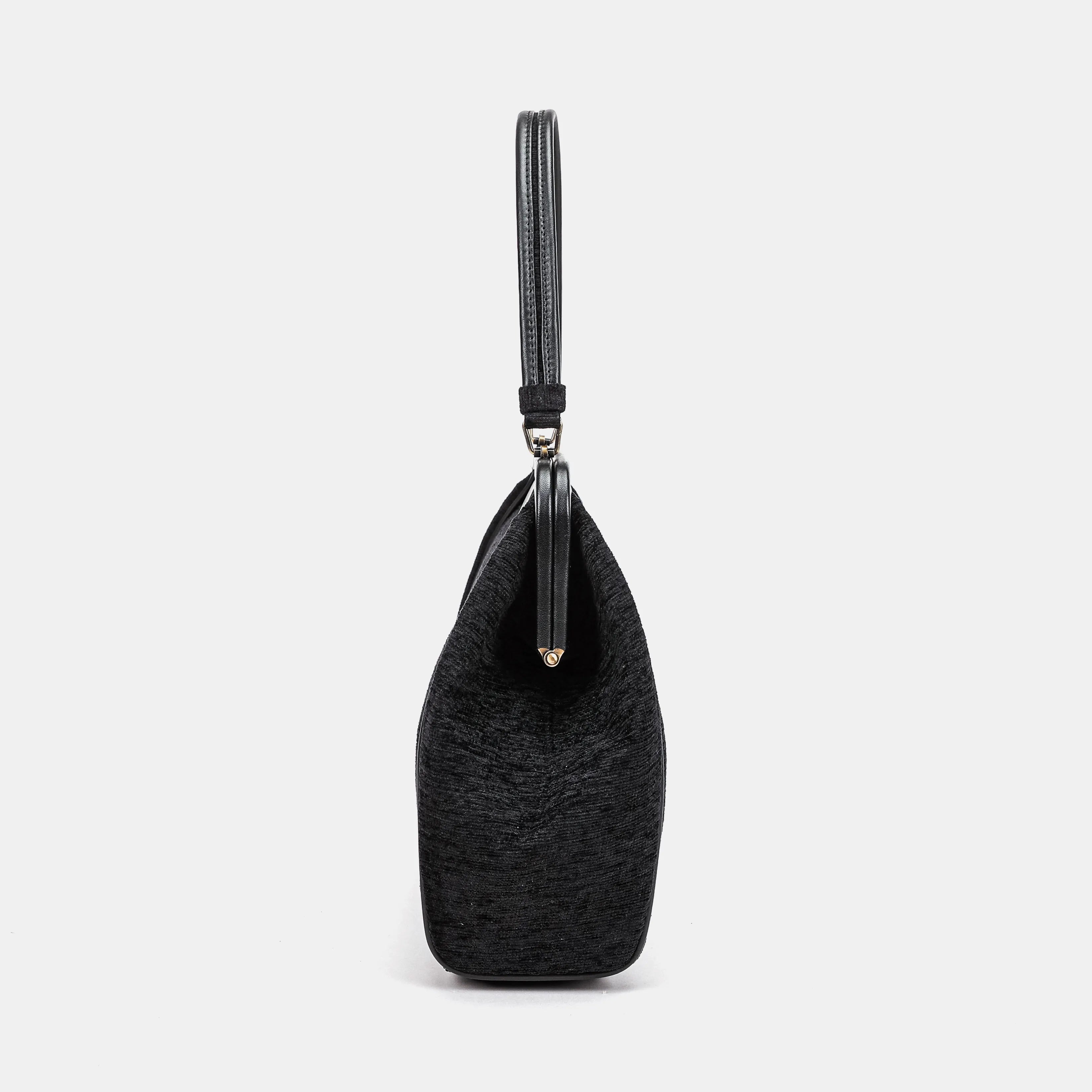Solid Black | Alma Shoulder Carpet Bag of America side