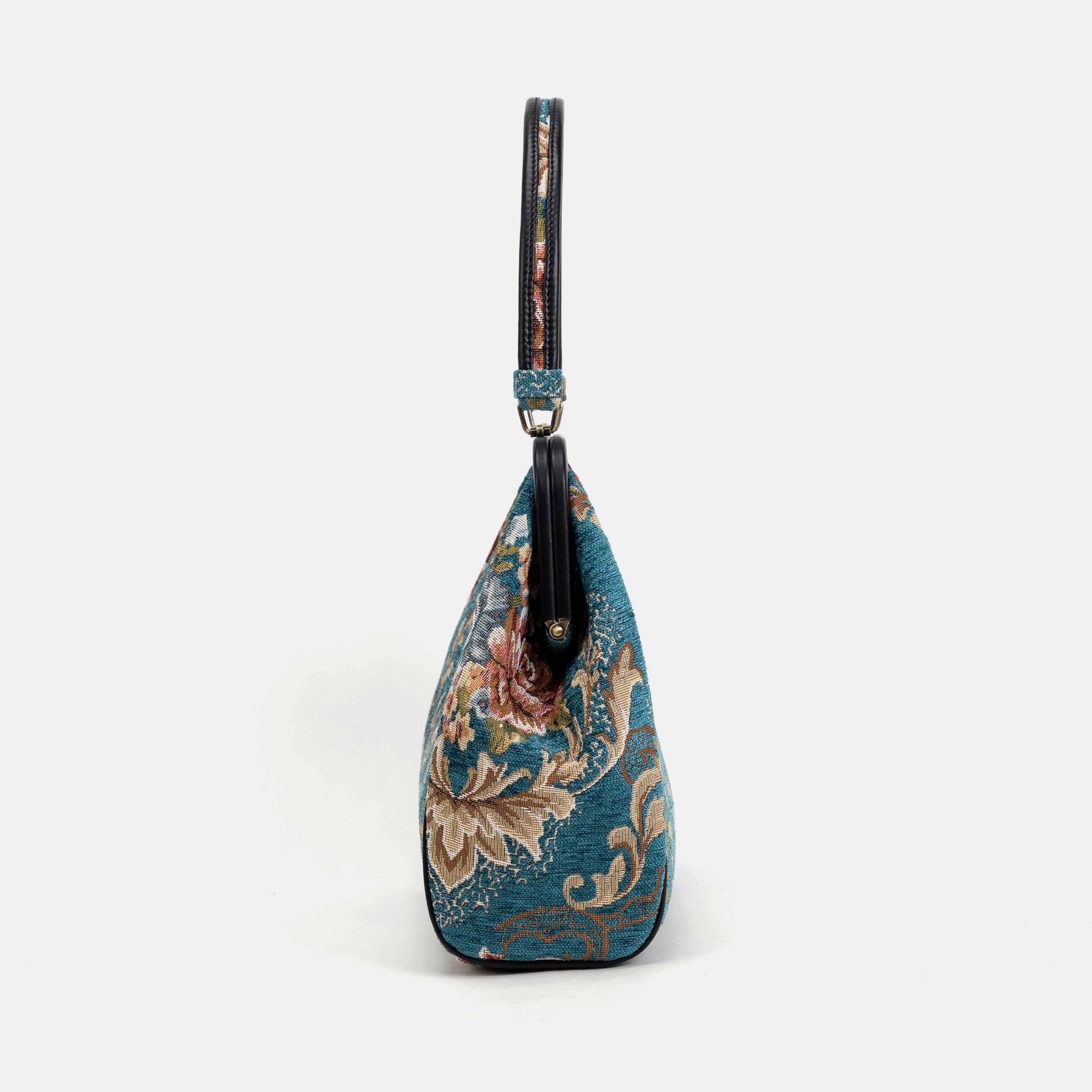 Floral Teal Alma Shoulder Bag Carpet Bag of America side