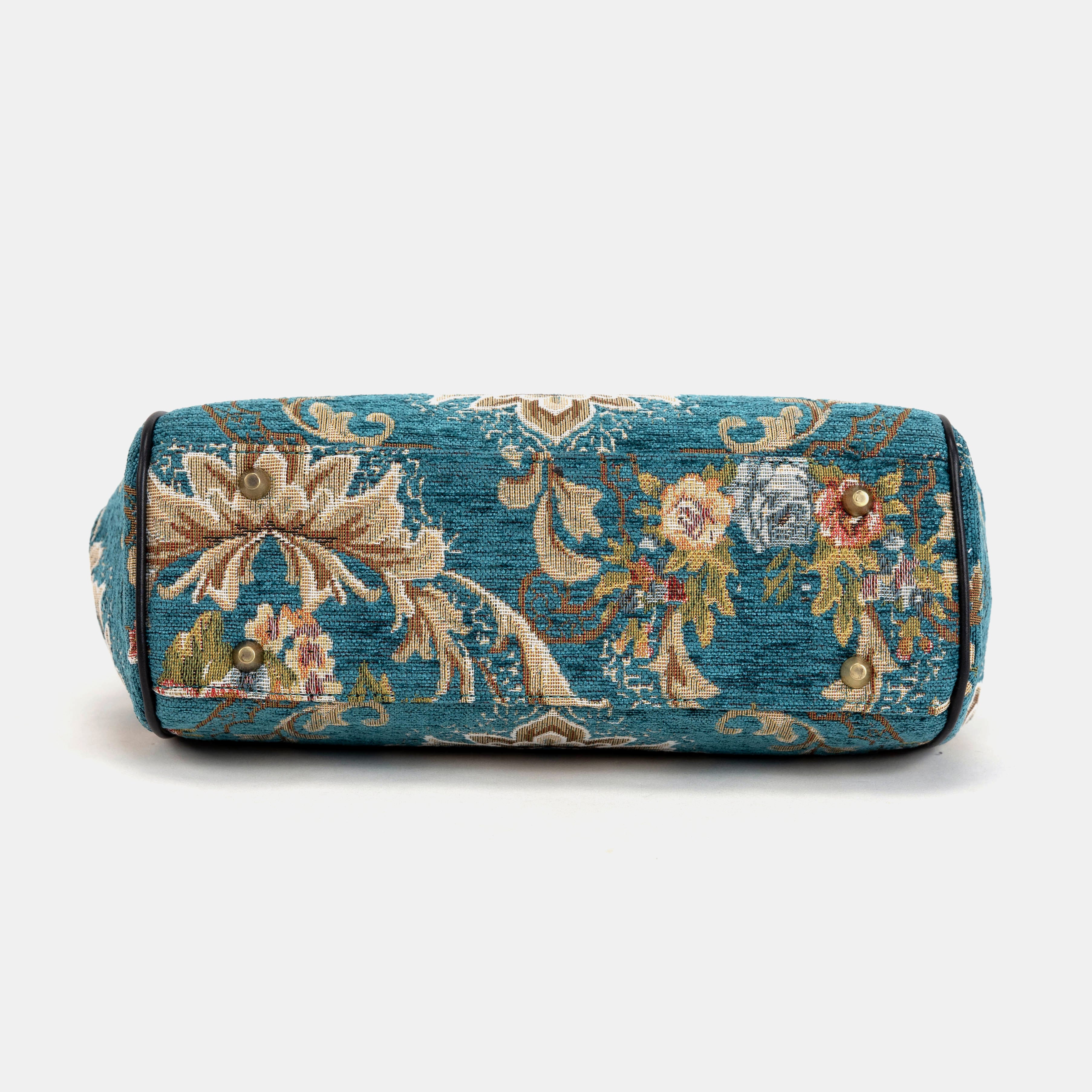 Floral Teal Alma Shoulder Bag Carpet Bag of America bottom