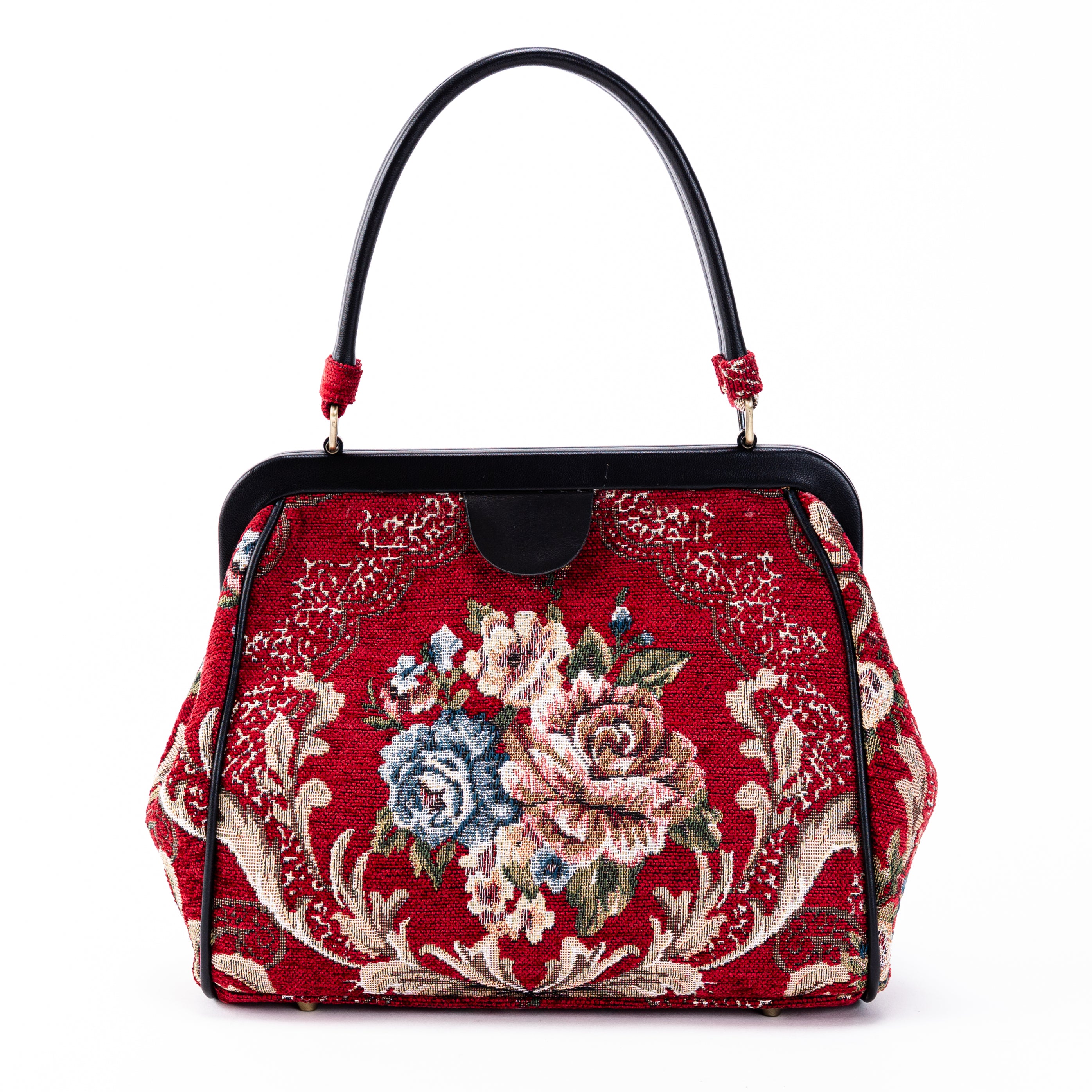 Floral Red Alma Satchel Carpet Bag of America front