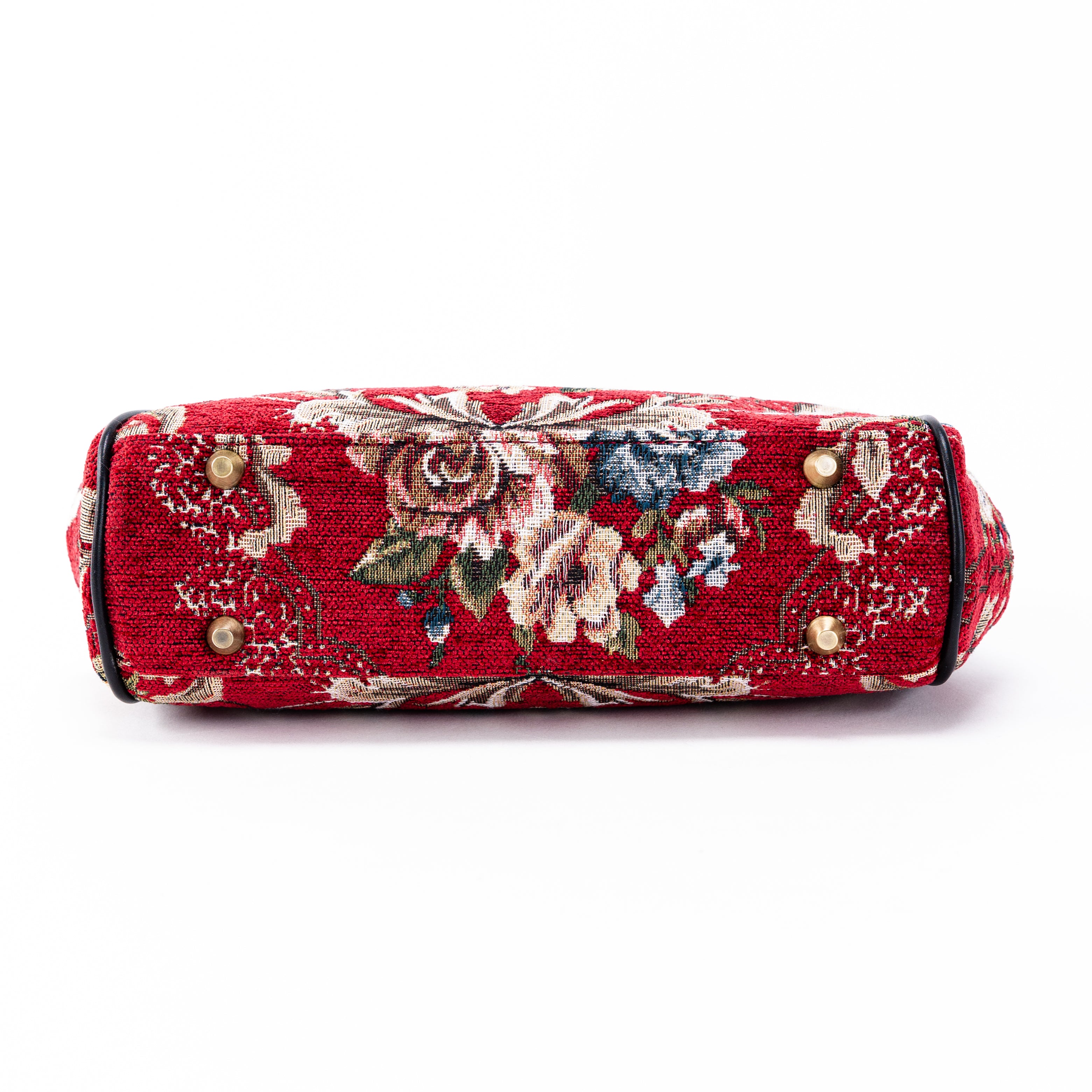 Floral Red Alma Satchel Carpet Bag of America bottom