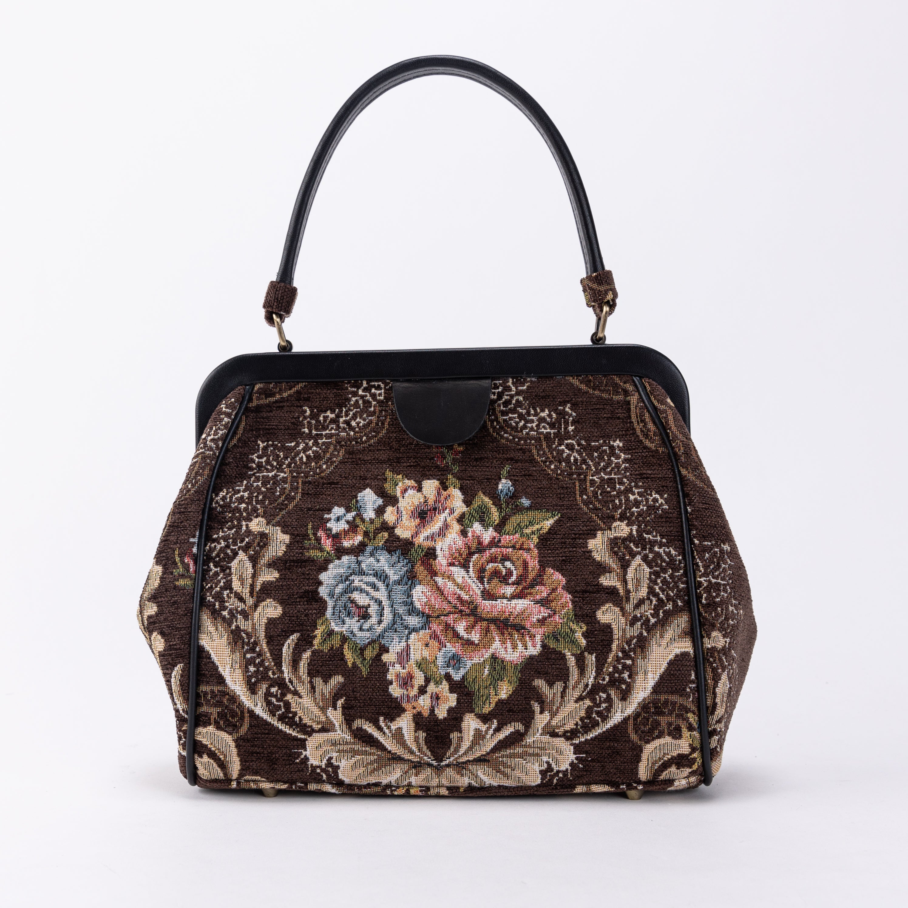 Floral Brown Alma Satchel Carpet Bag of America front