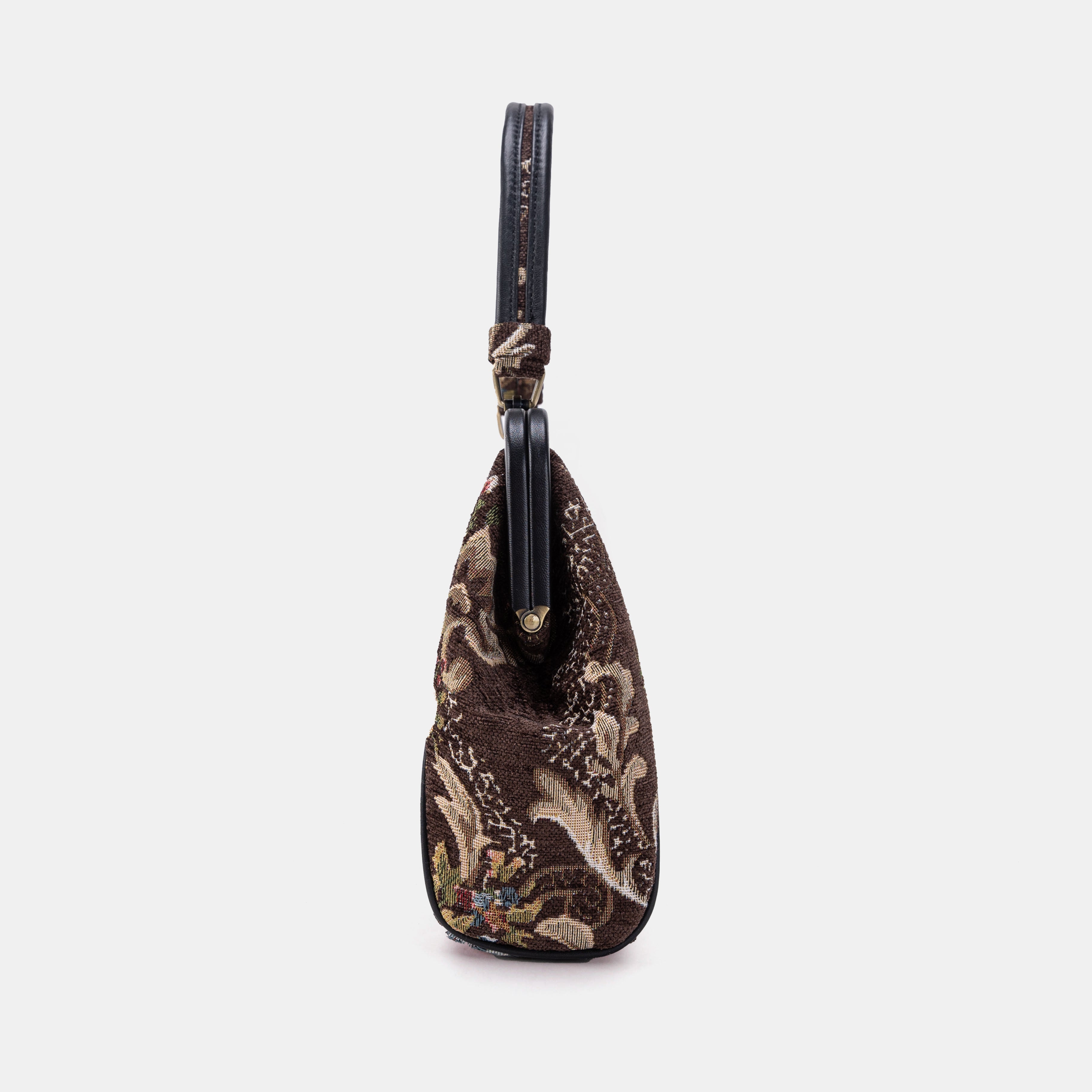 Floral Brown Alma Satchel Carpet Bag side