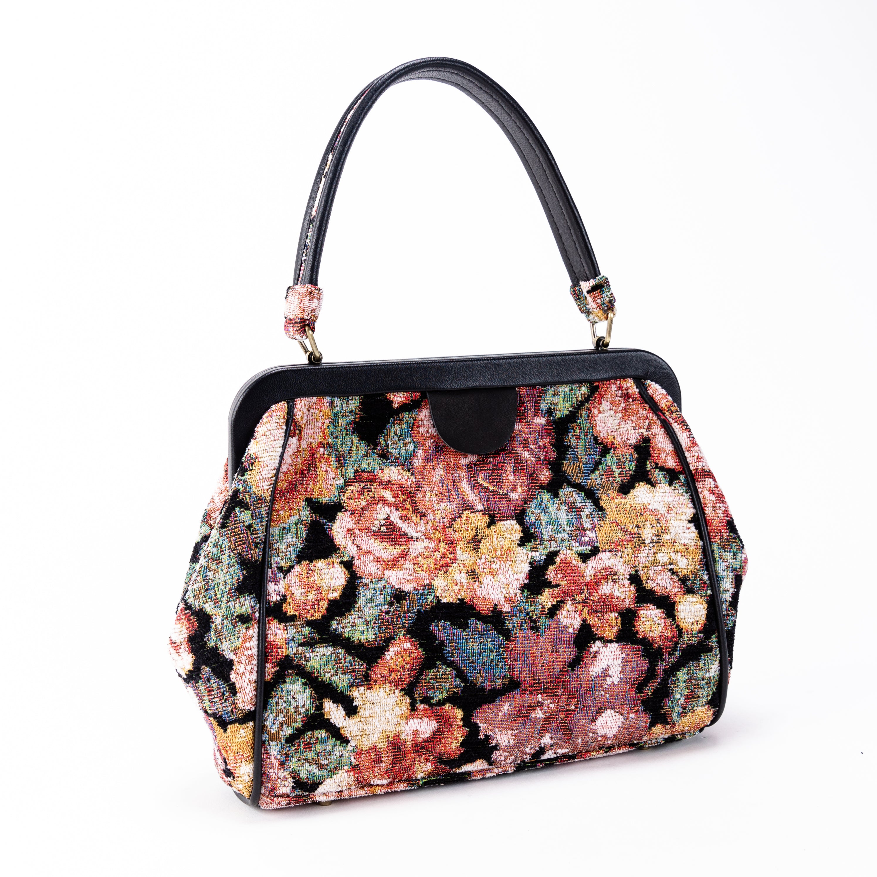 Floral Rose Alma Satchel Carpet Bag of America front side