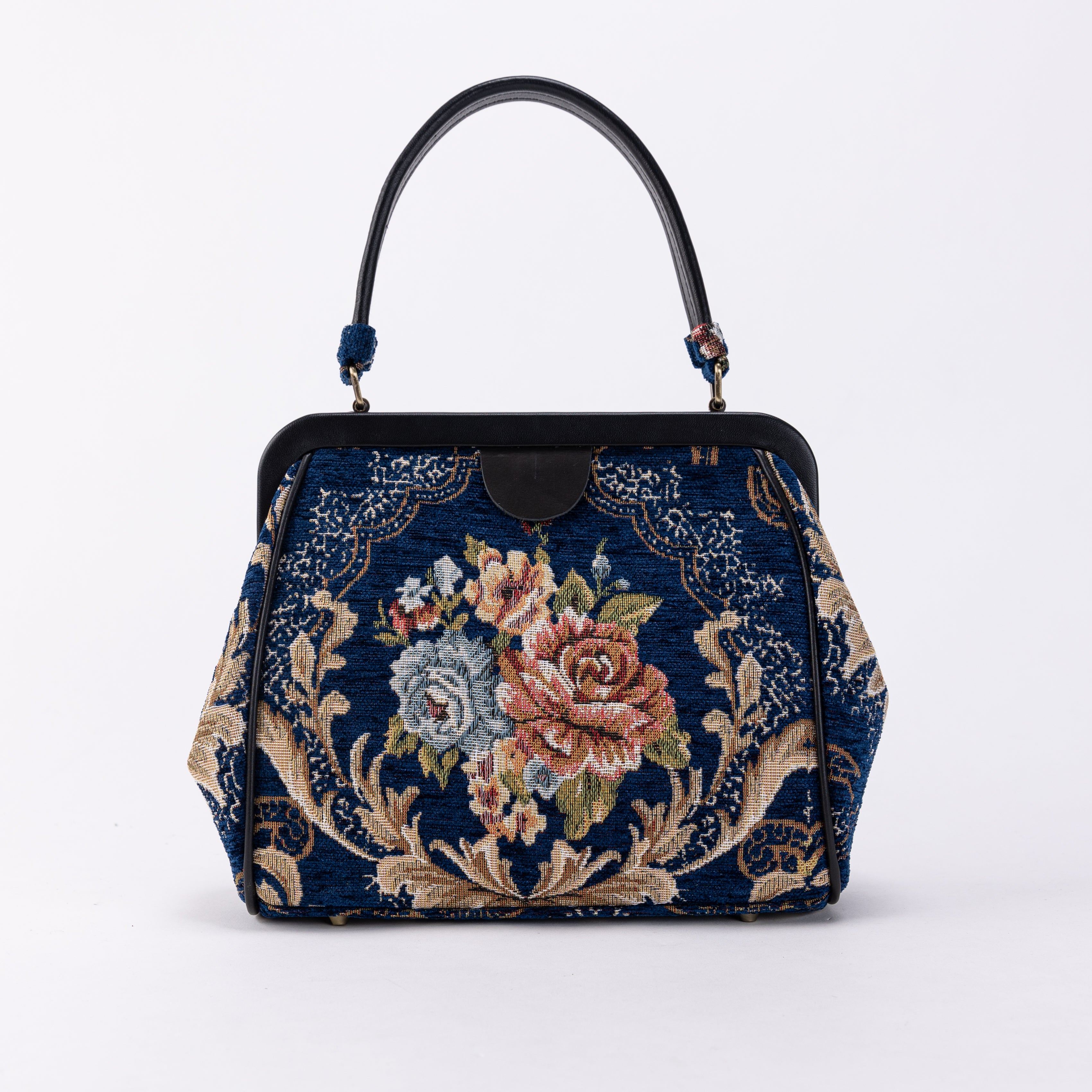 Floral Blue Alma Satchel Carpet Bag of America front