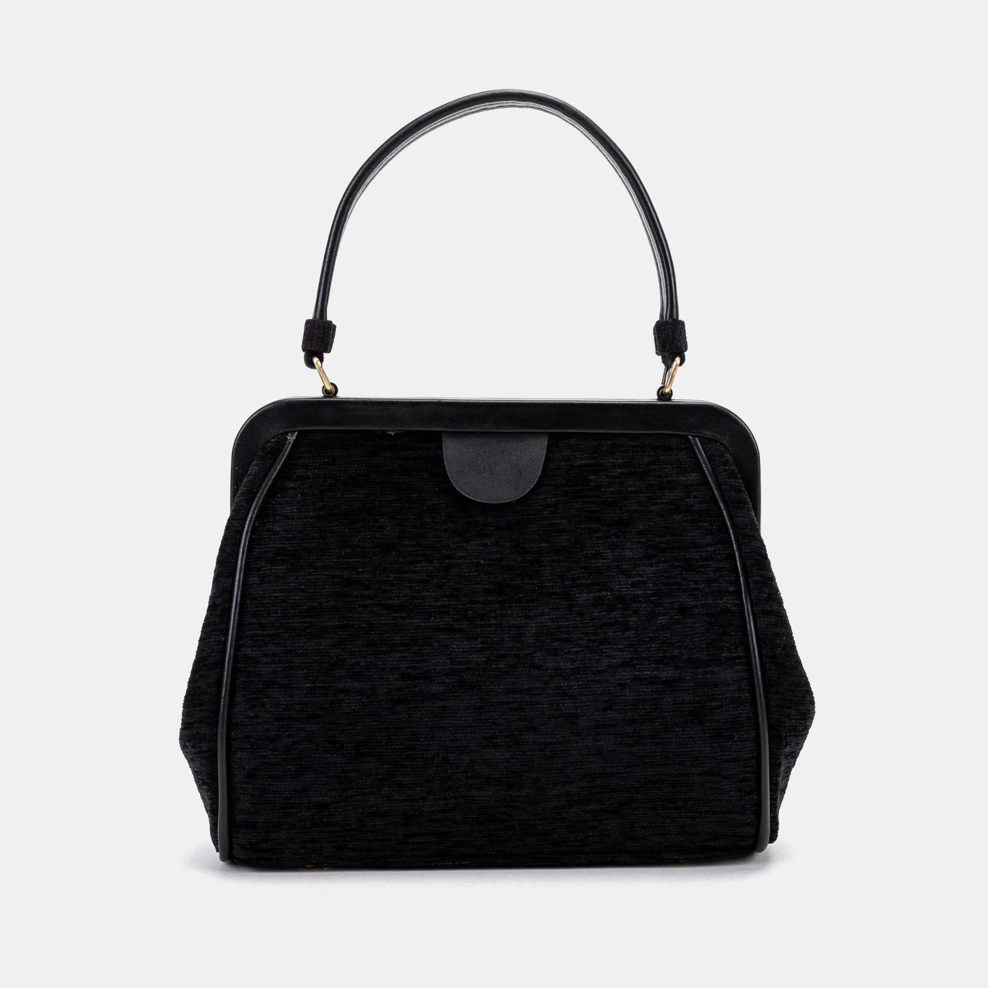 Solid Black Alma Satchel Carpet Bag main