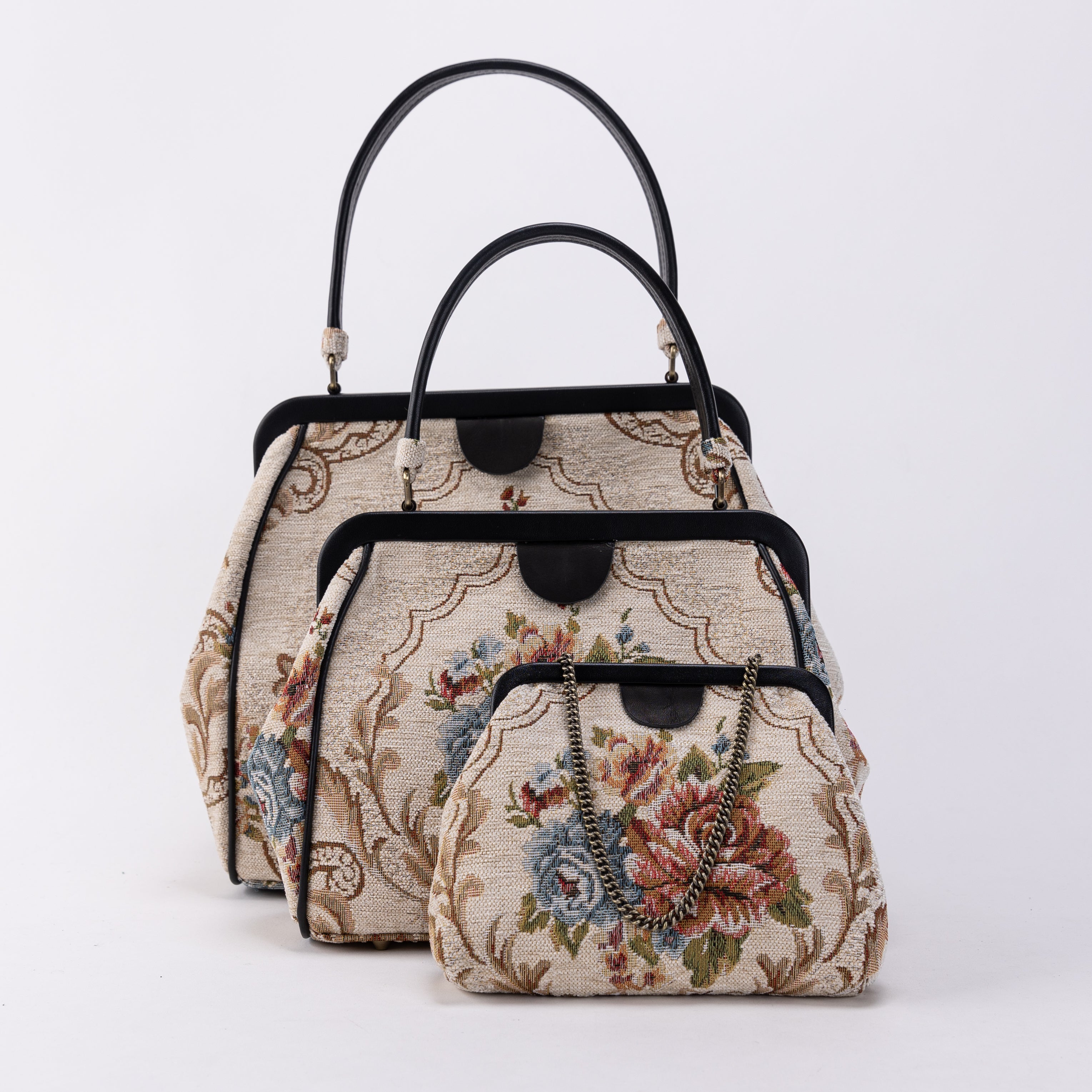 Floral Cream Alma  Carpet Bag of America