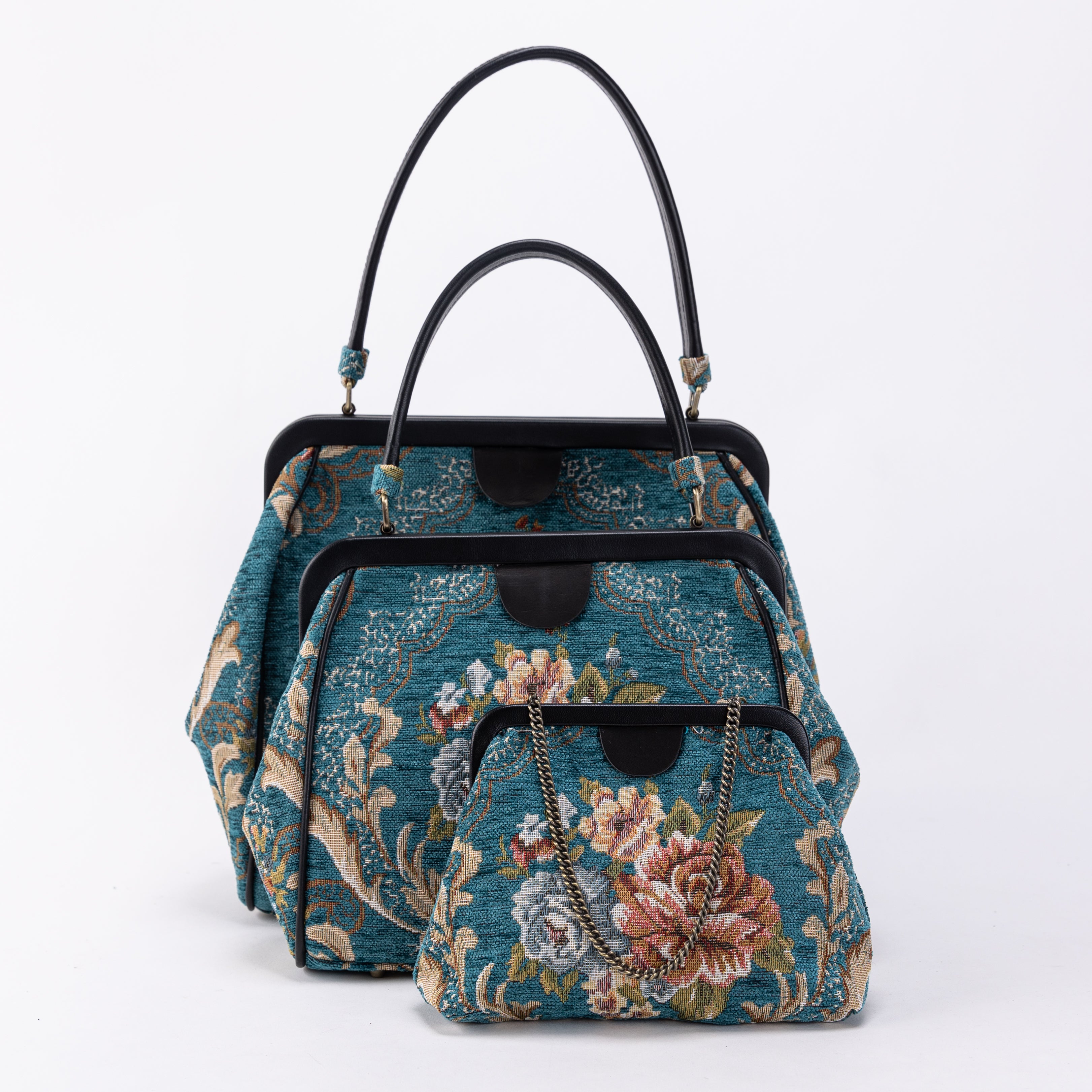 Floral Teal Alma Carpet Bag of America