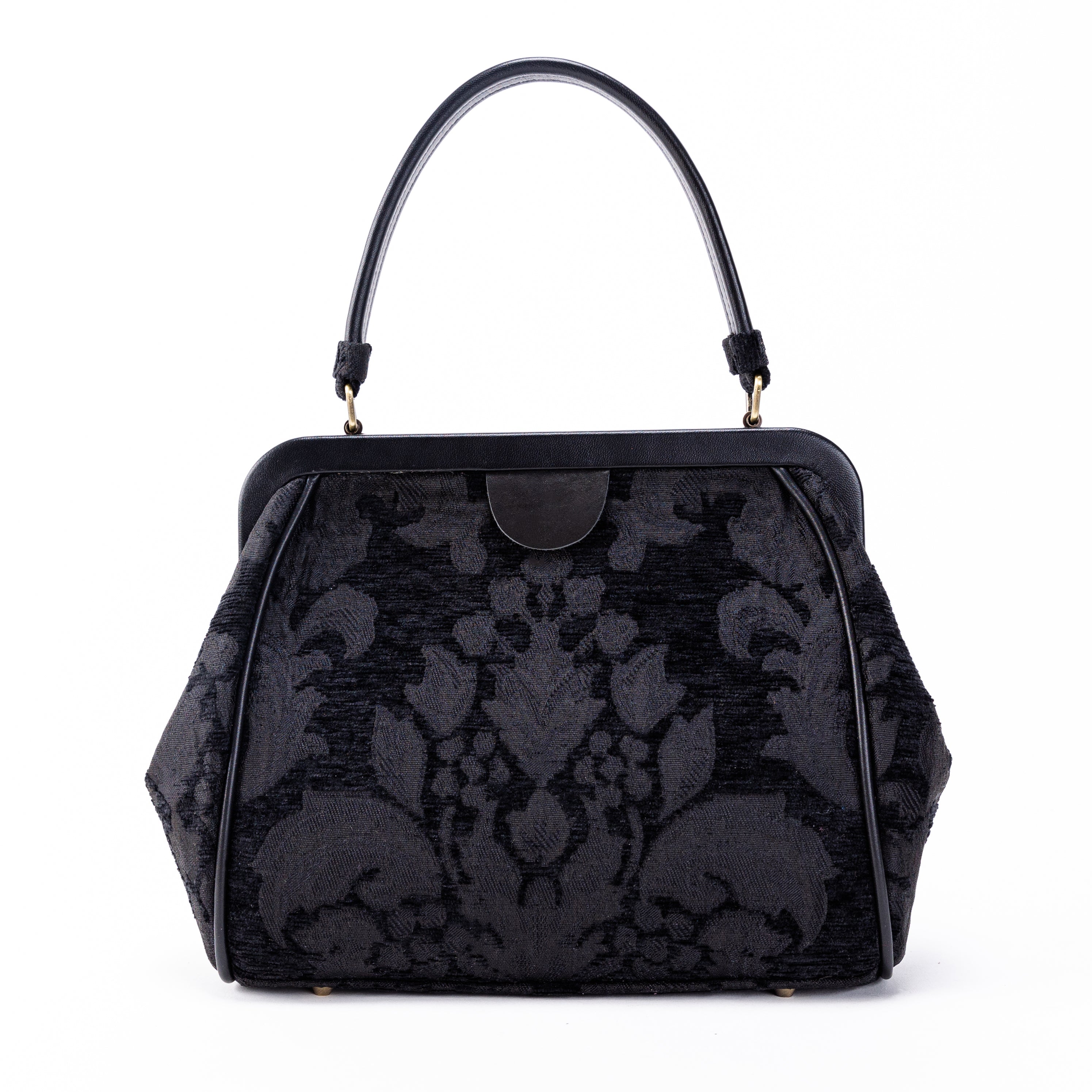 Victorian Blossom Black Alma Satchel Carpet Bag of America front