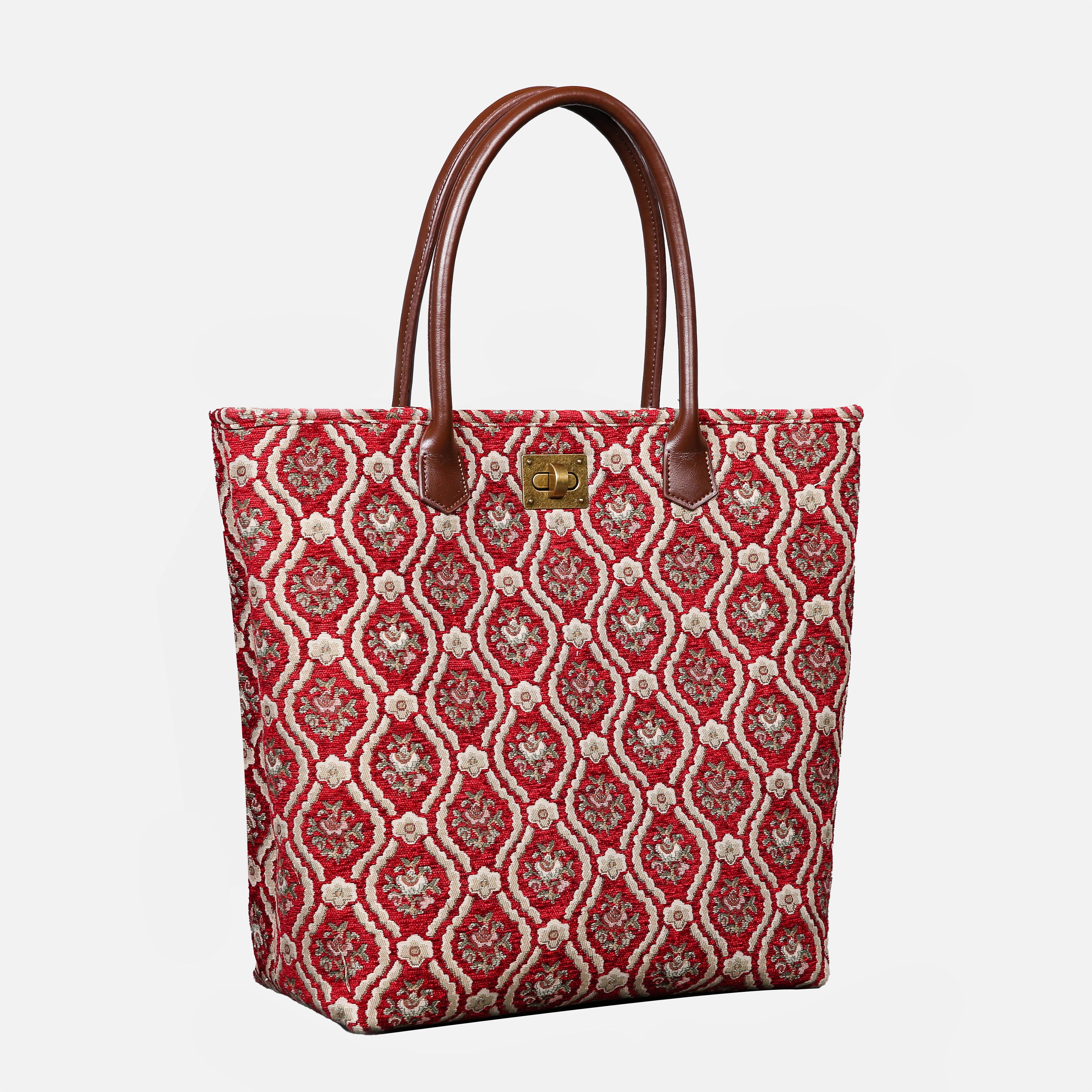 Traditional Red Carpet Tote Shopper carpet bag MCW Handmade-1