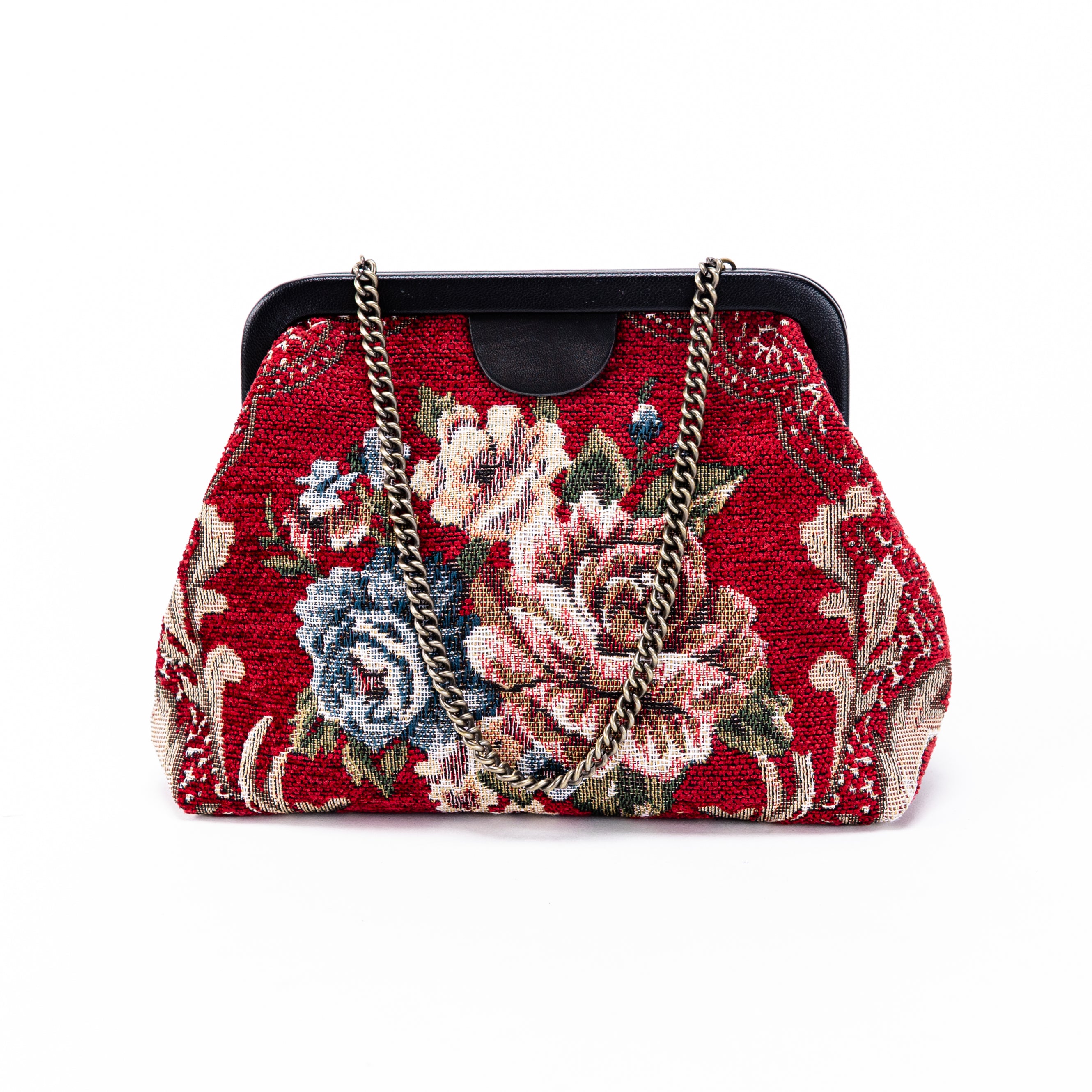 Floral Red Alma Evening Clutch Carpet Bag of America front