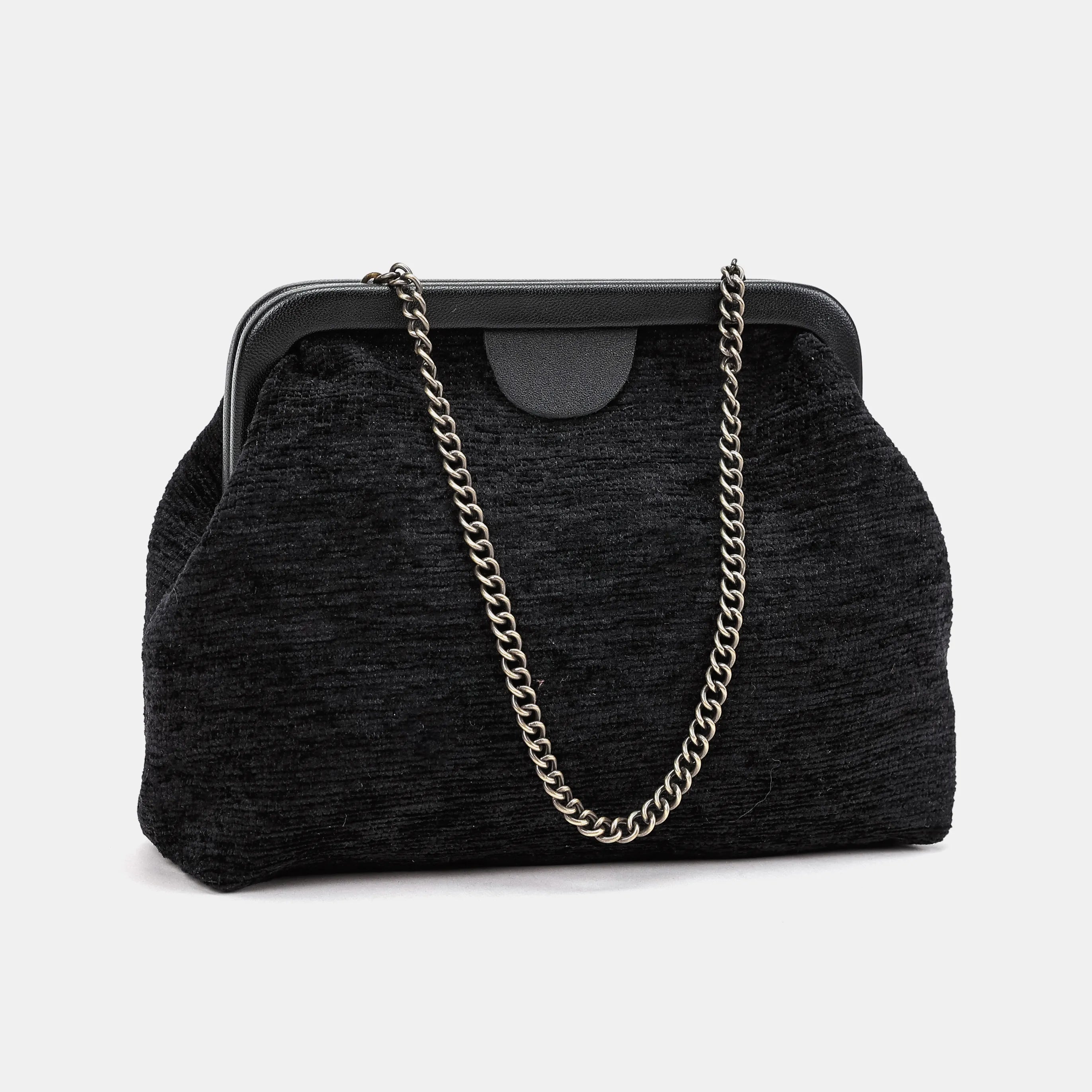 Solid Black | Alma Evening Clutch Carpet Bag of America main