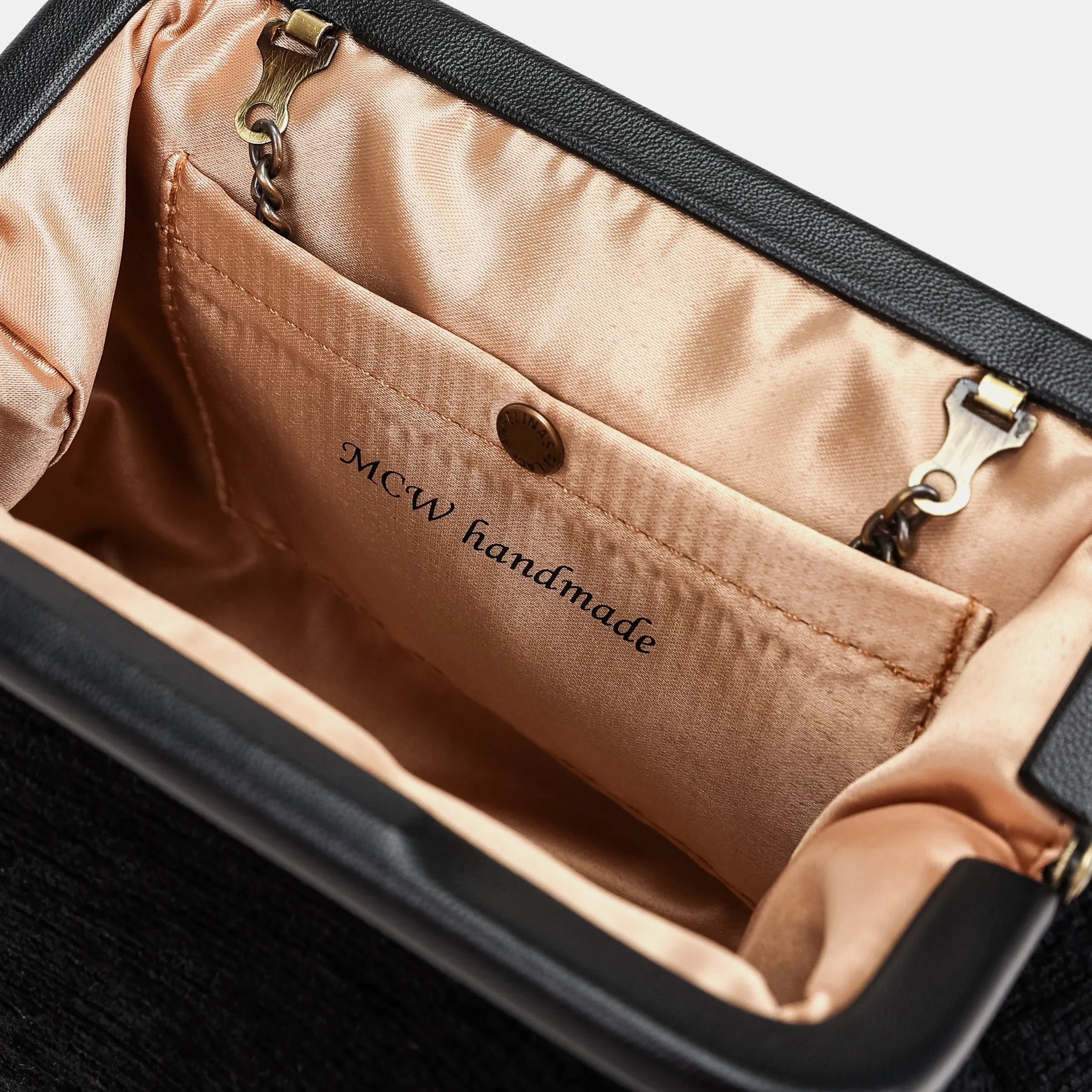 Solid Black | Alma Evening Clutch Carpet Bag of America details