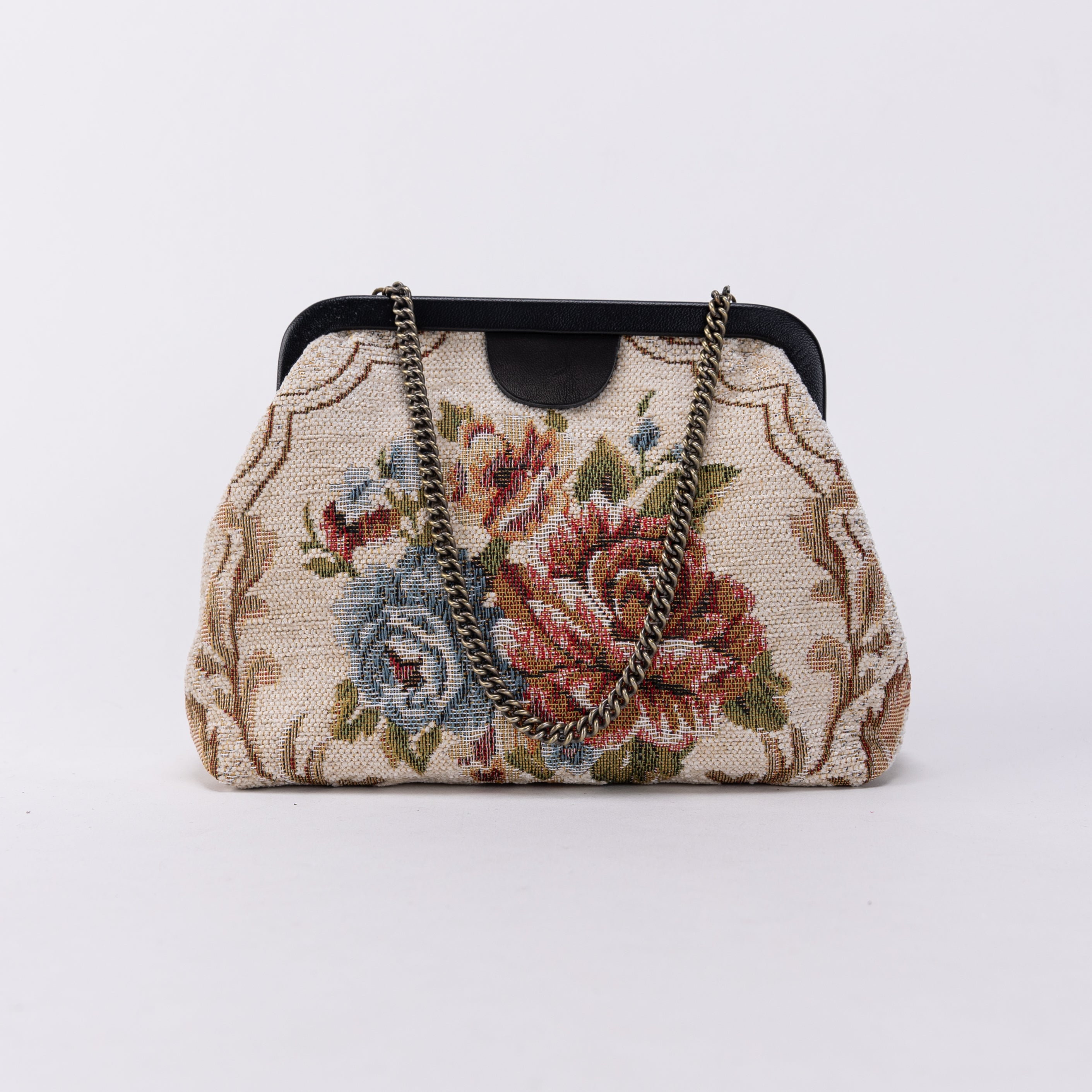 Floral Cream Alma Evening Clutch Carpet Bag of America front