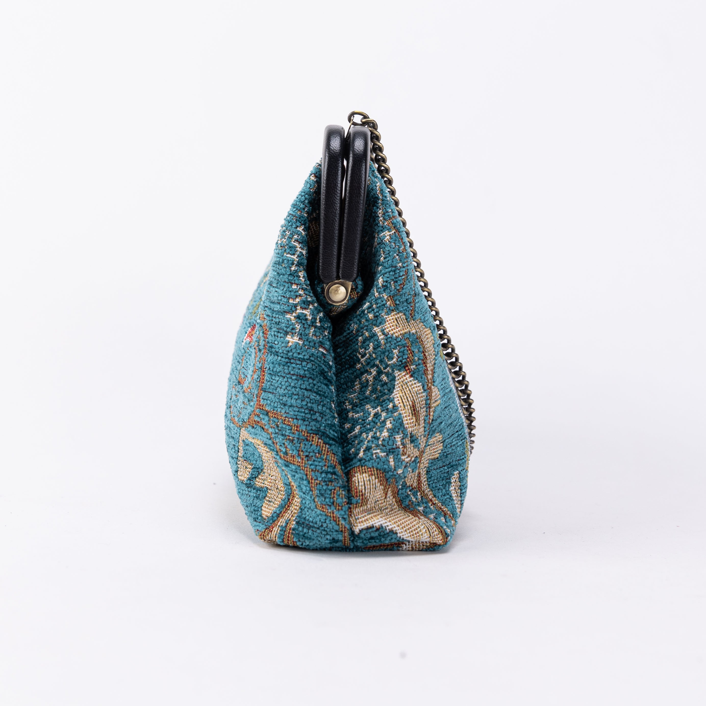 Floral Teal Alma Evening Clutch Carpet Bag of America side