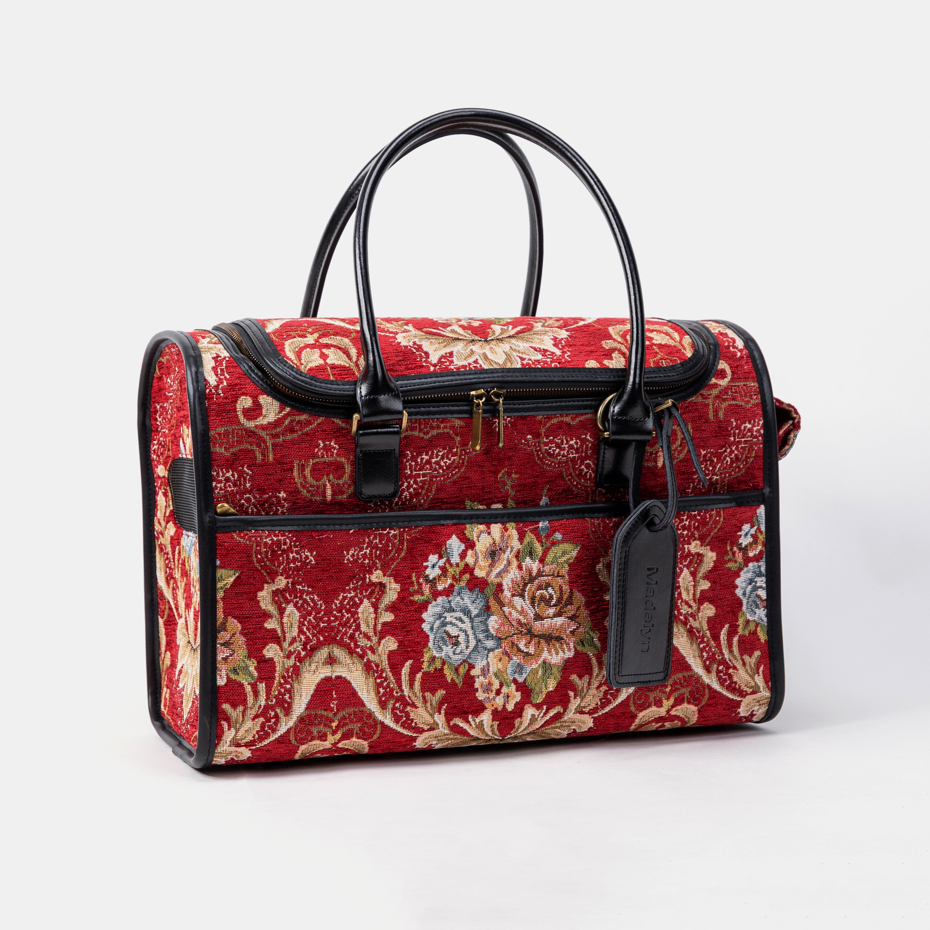 Travel Dog Carrier Bag Floral Red Overview