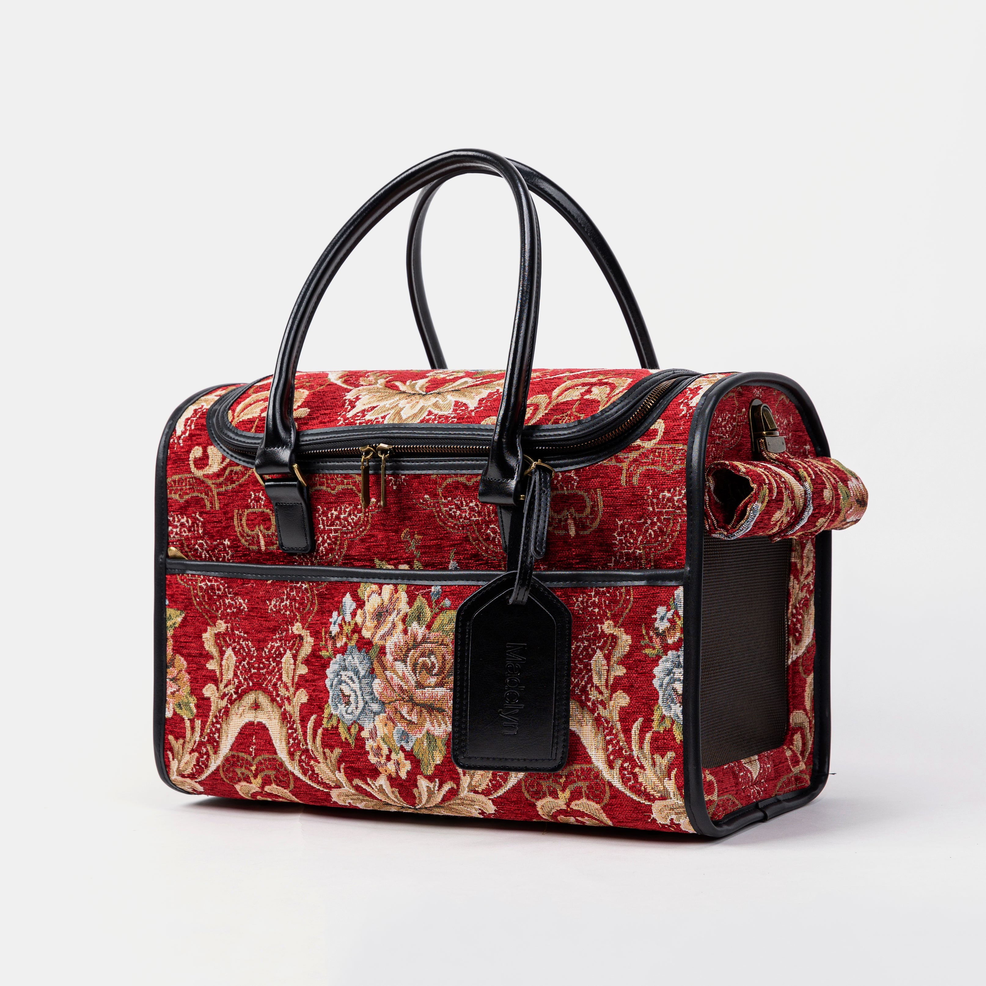 Travel Dog Carrier Bag Floral Red Main