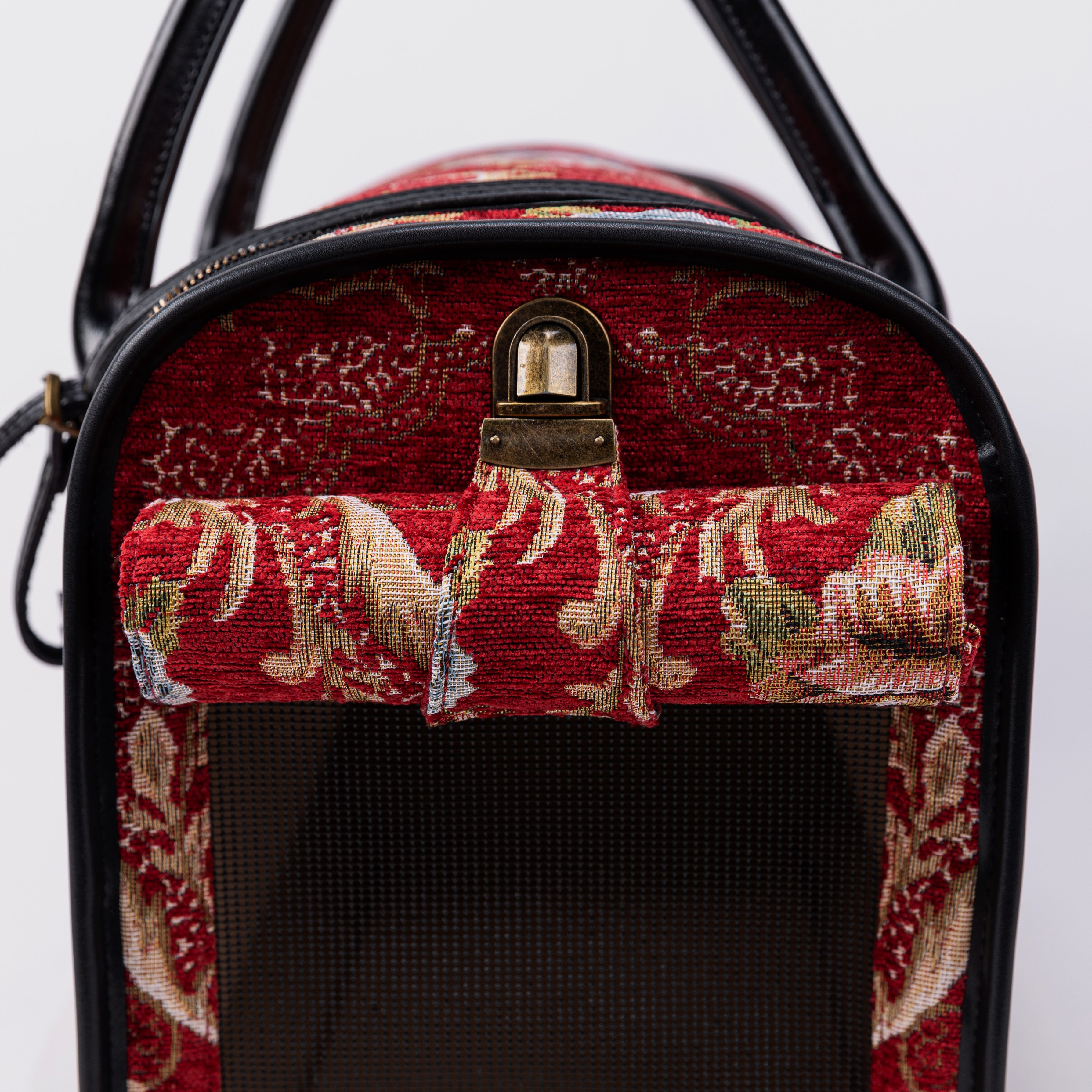 Travel Dog Carrier Bag Floral Red Roll Up Flap