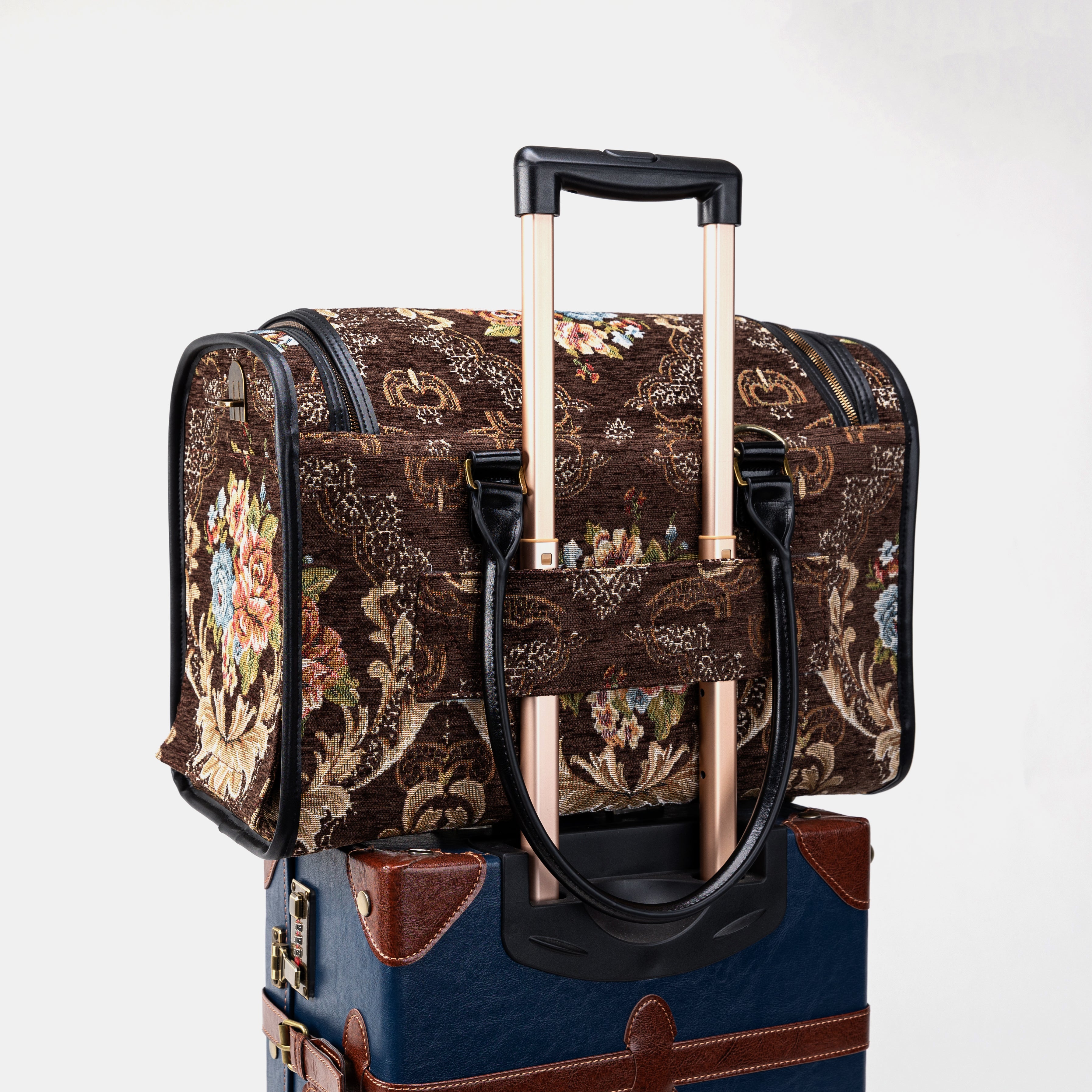 Travel Dog Carrier Bag Floral Brown Luggage Holder