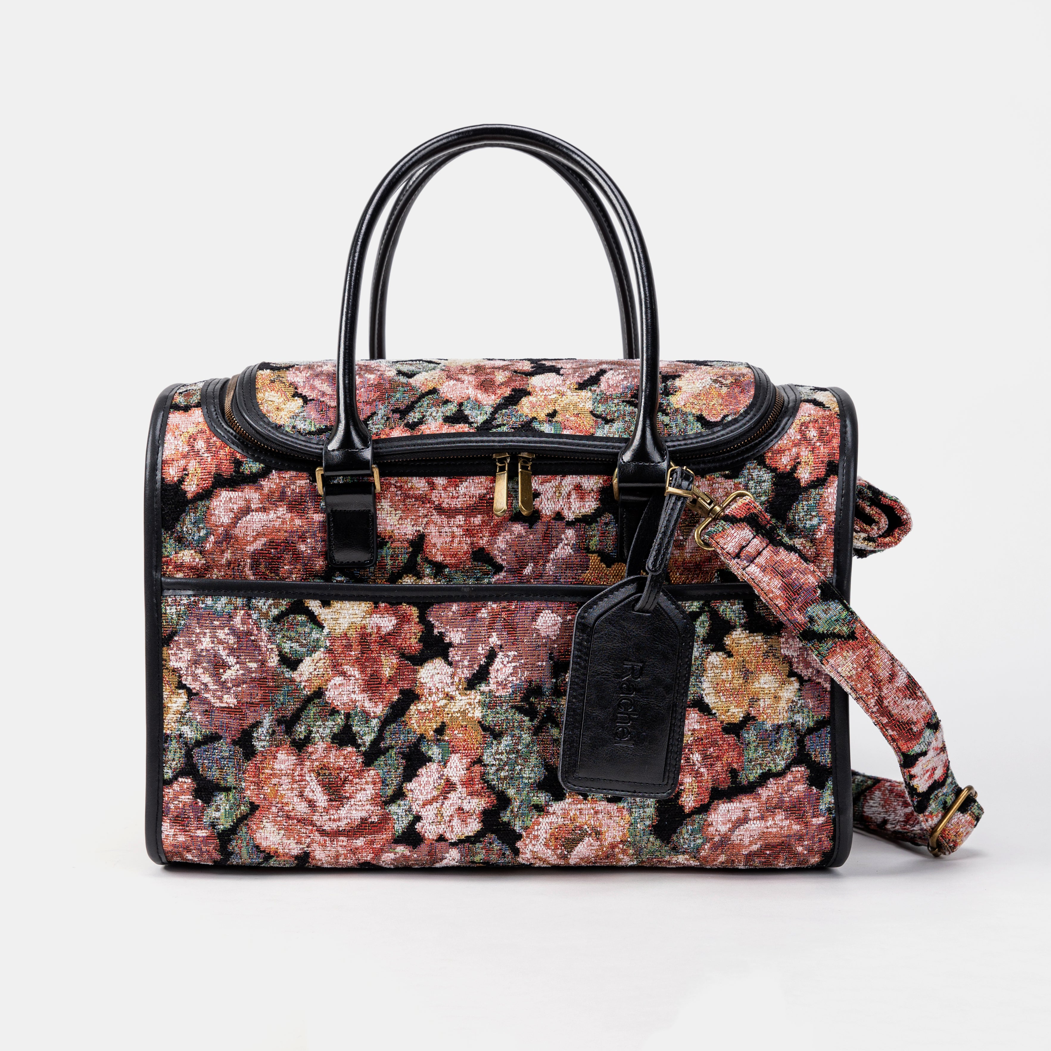 Travel Dog Carrier Bag Floral Rose Front