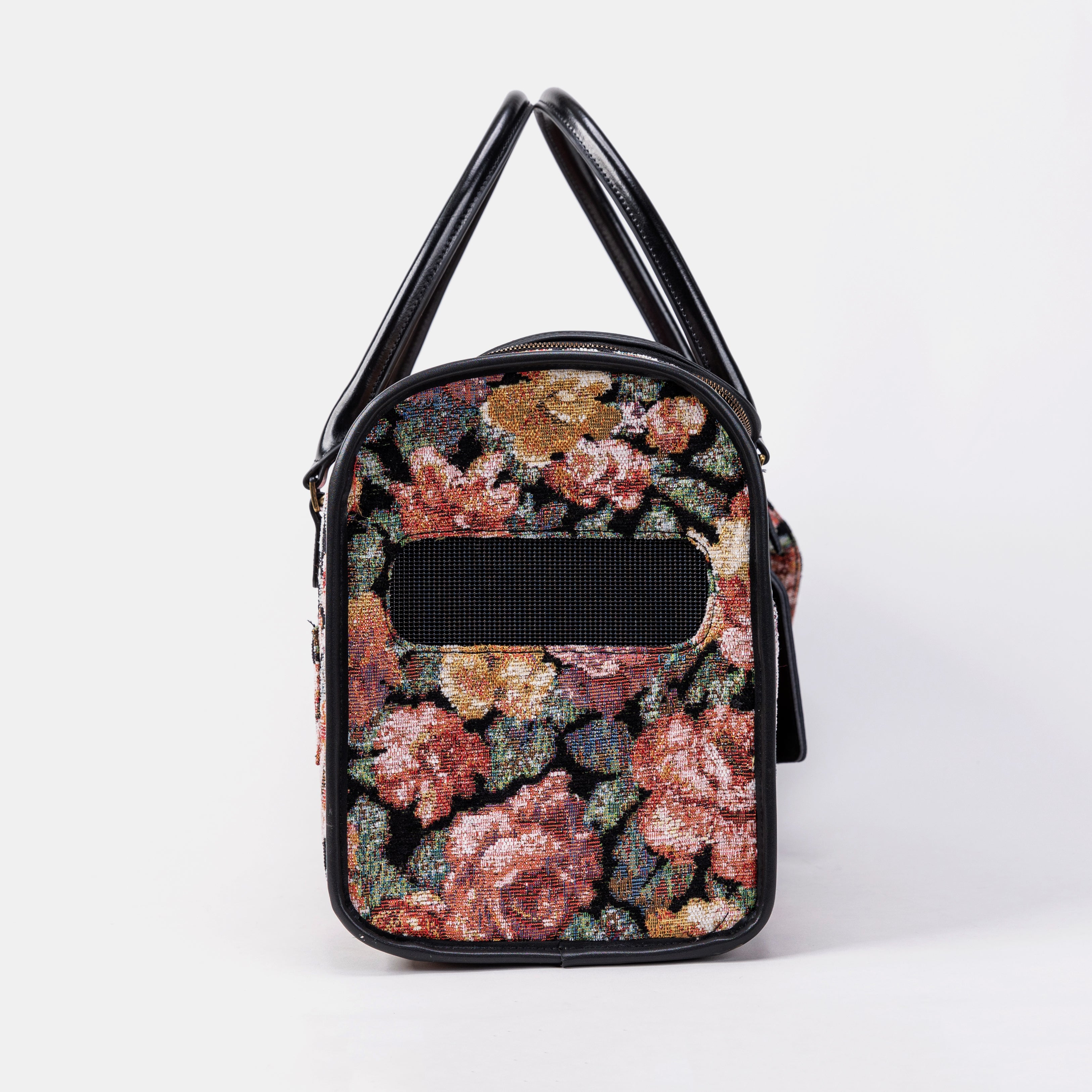 Travel Dog Carrier Bag Floral Rose Side Mesh