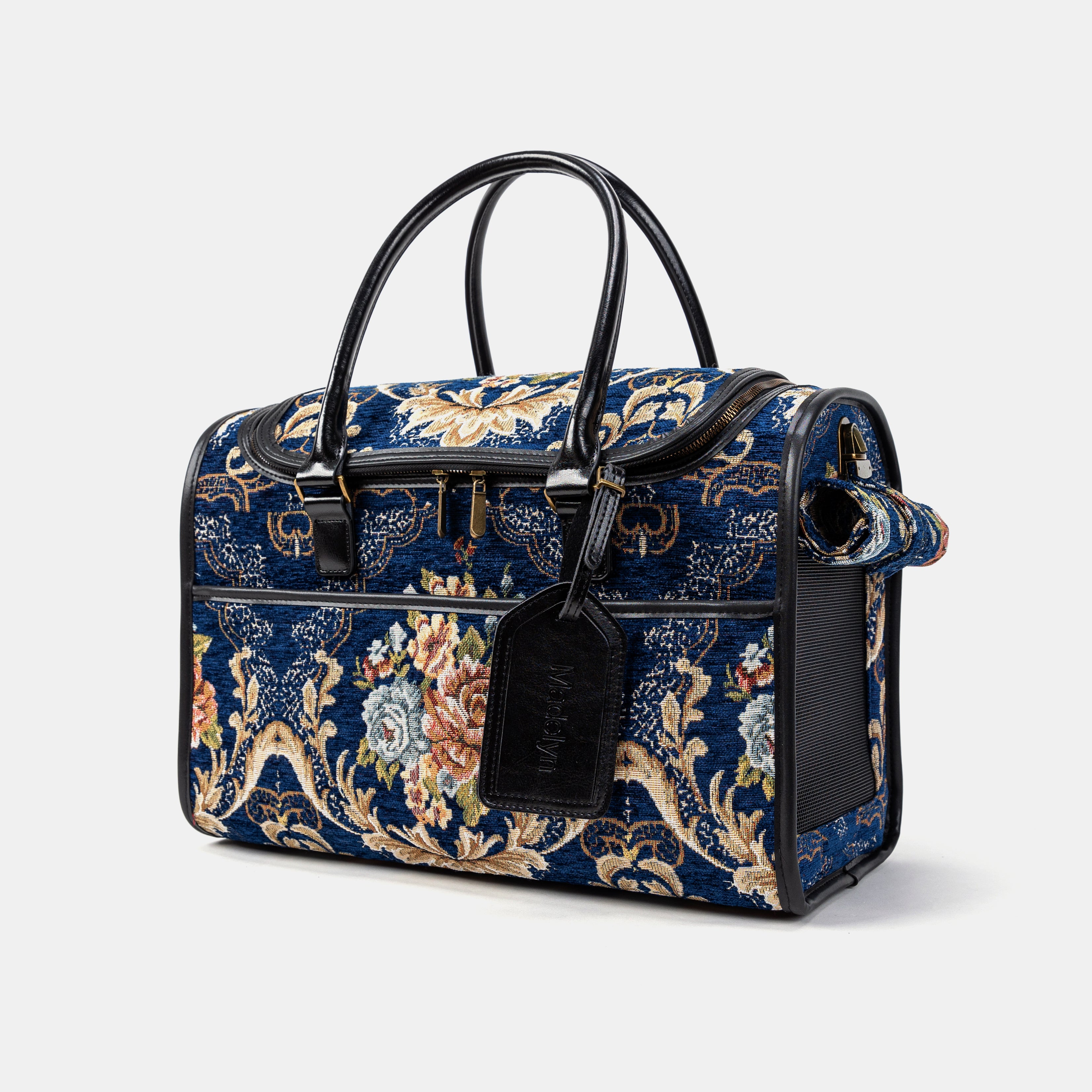 Travel Dog Carrier Bag Floral Blue Main