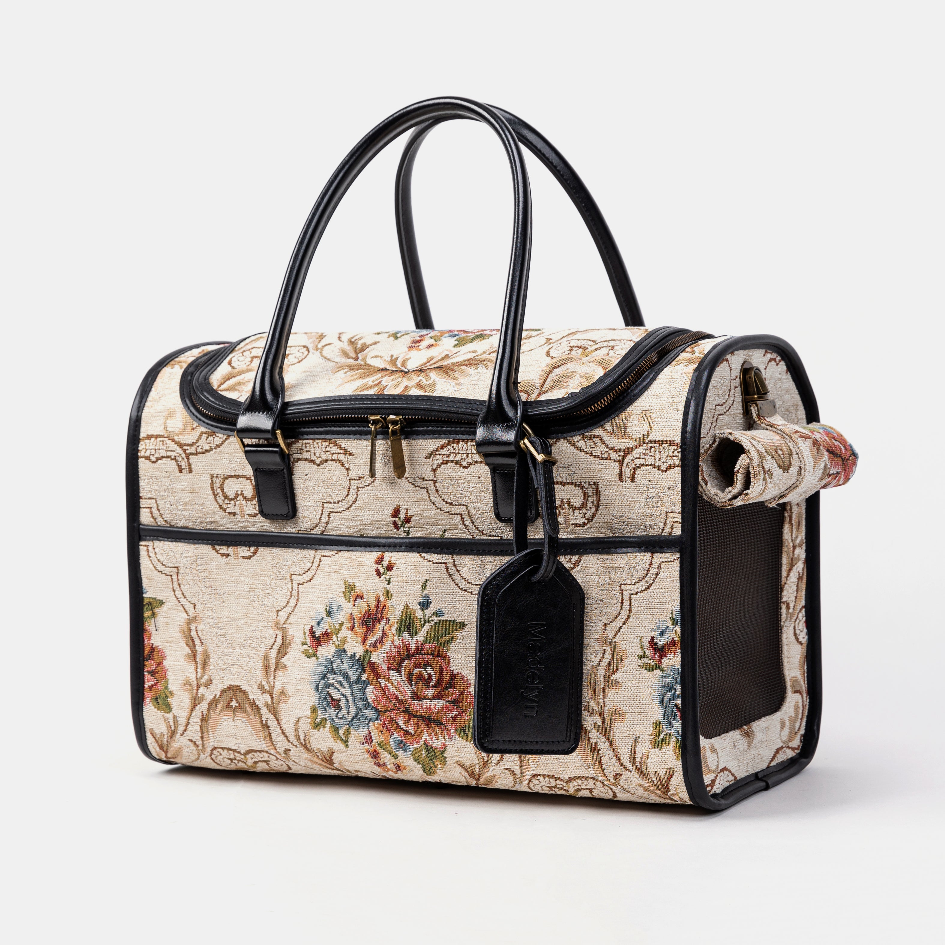 Travel Dog Carrier Bag Floral Cream Main