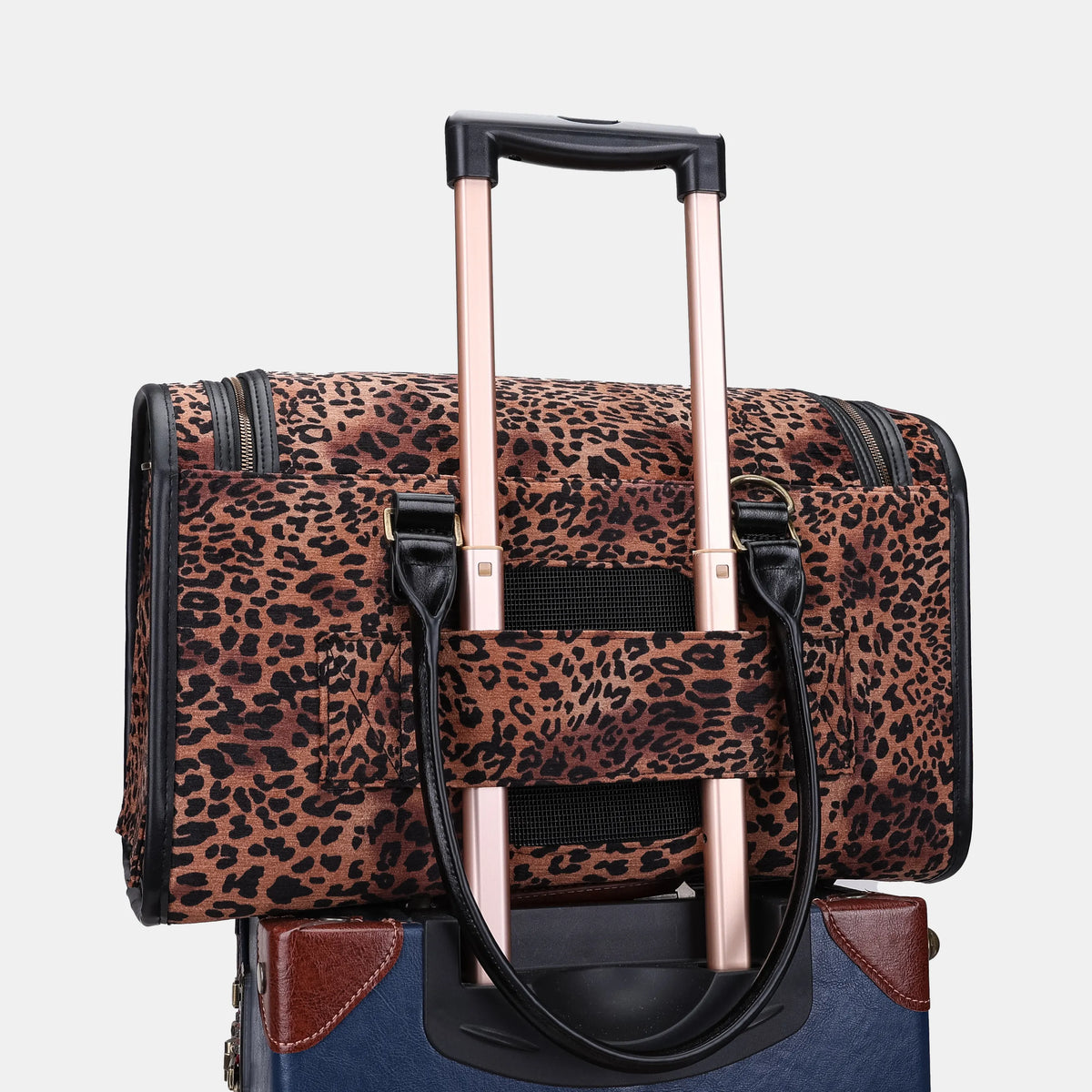 Travel Dog Carrier Bag Leopard Classic Carpetbag of America luggage sleeve