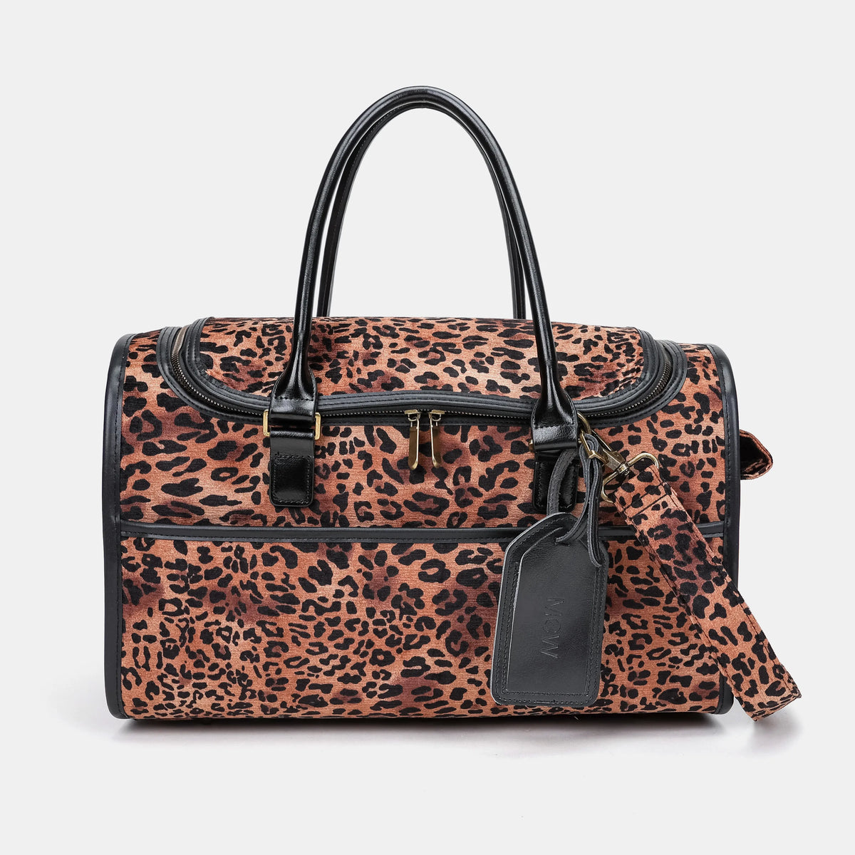 Travel Dog Carrier Bag Leopard Classic Carpetbag of America overview